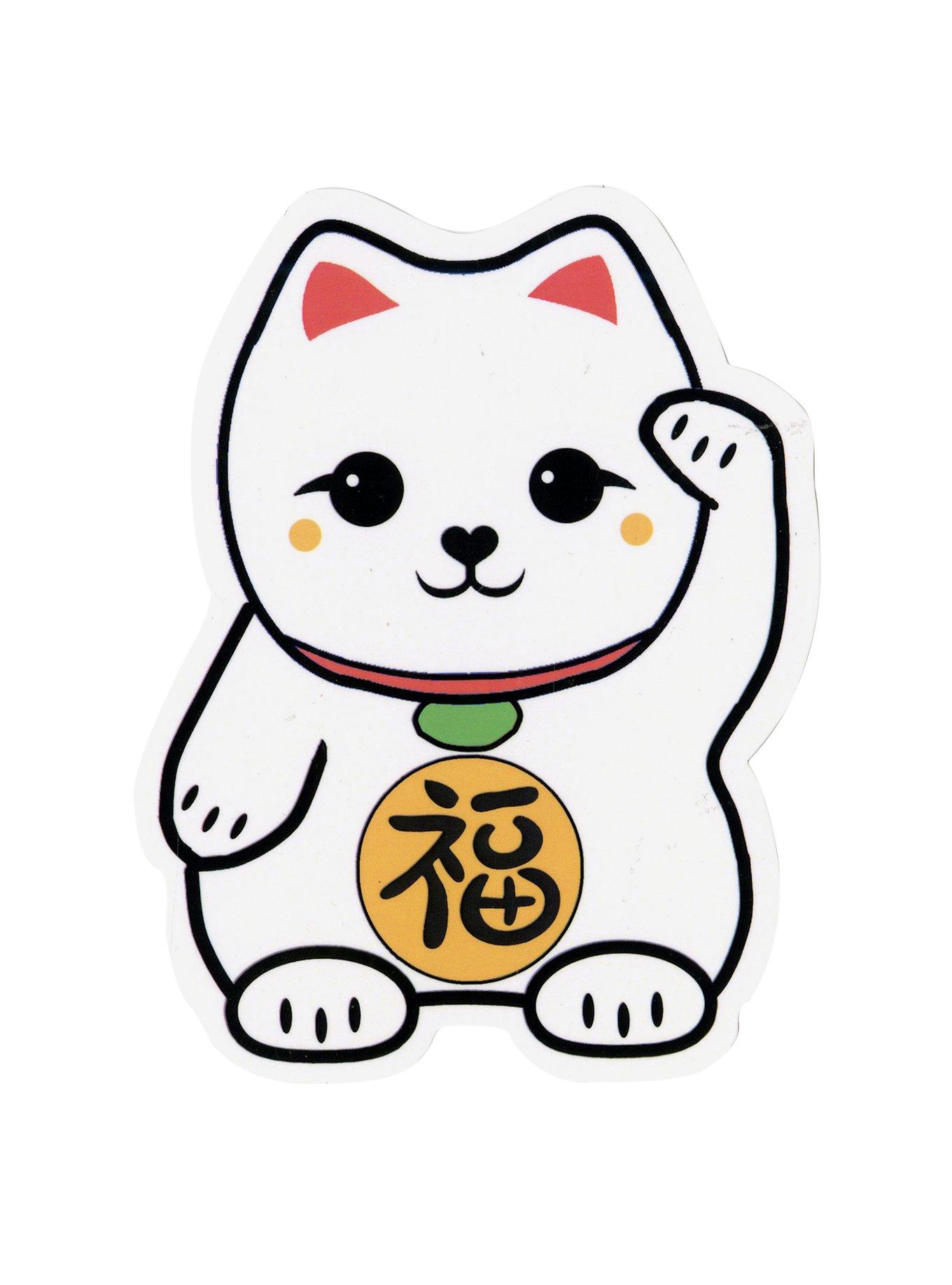 Lucky Cat Sticker, , hi-res