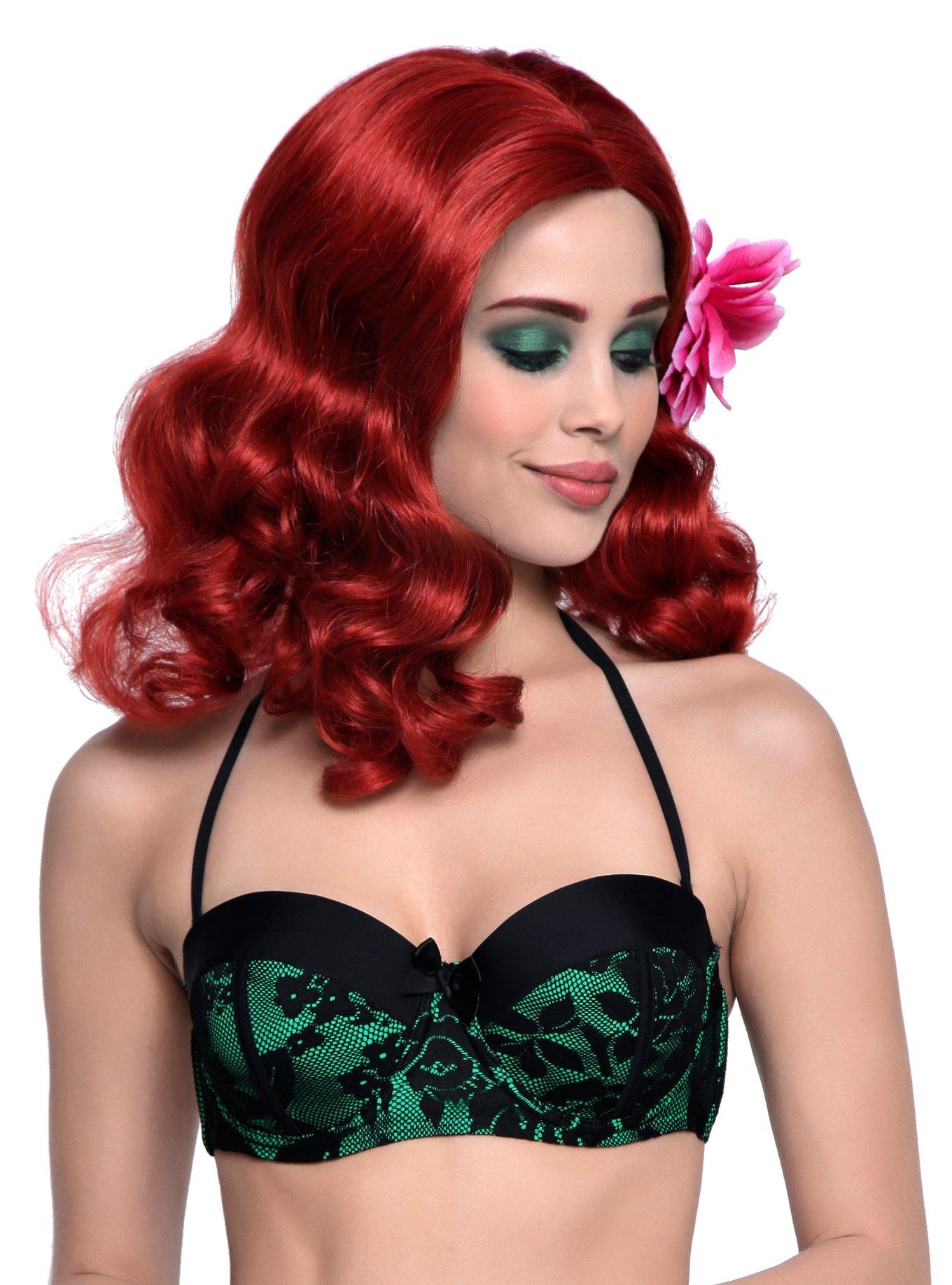 DC Comics Poison Ivy Bombshells Swim Top, BLACK, hi-res