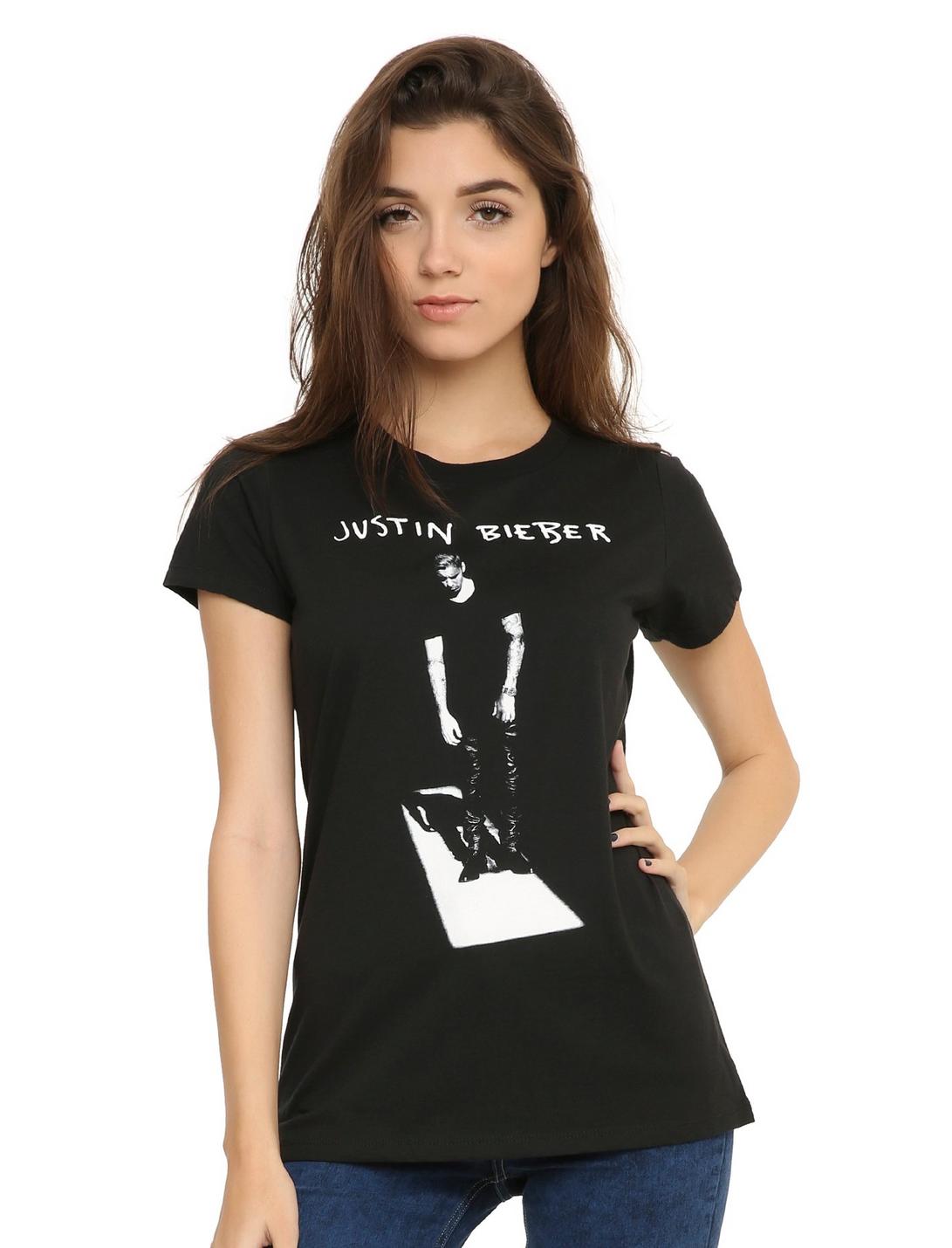 Justin Bieber Black & White Photo Girls T-Shirt, , hi-res