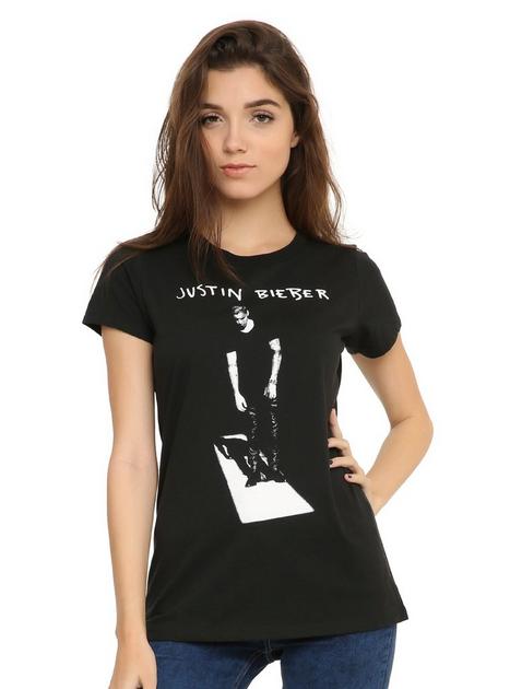 Justin Bieber Black & White Photo Girls T-Shirt | Hot Topic