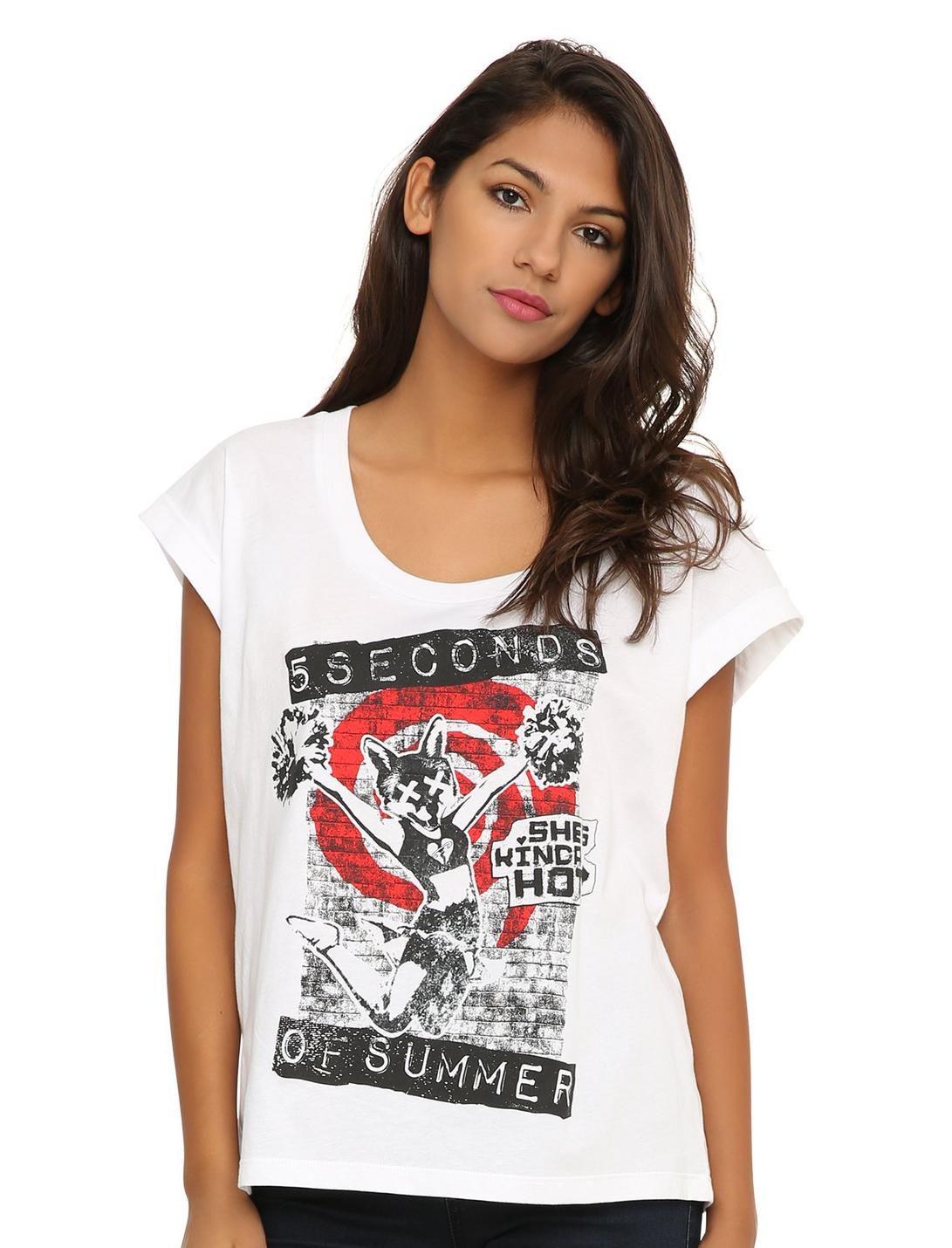 5 Seconds Of Summer She's Kinda Hot Girls Muscle Top, WHITE, hi-res