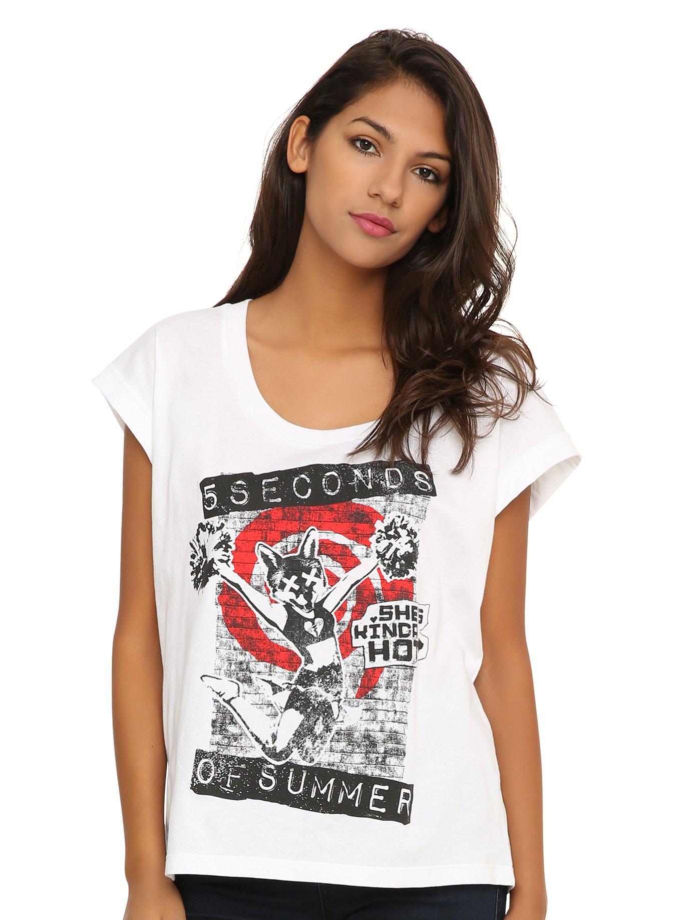 5 Seconds Of Summer She's Kinda Hot Girls Muscle Top, WHITE, hi-res