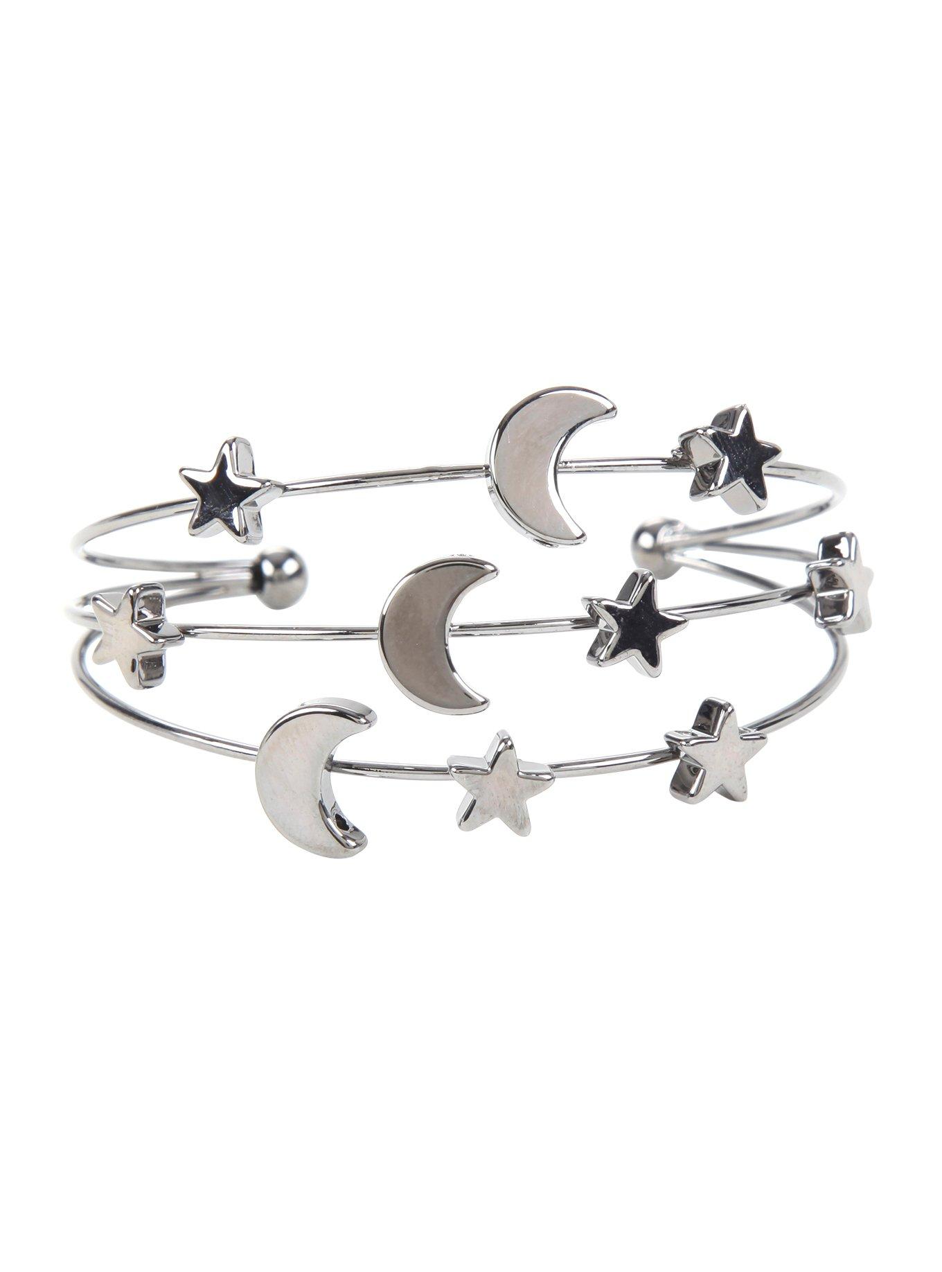 Hematite Moon & Star Cuff Bracelet, , hi-res