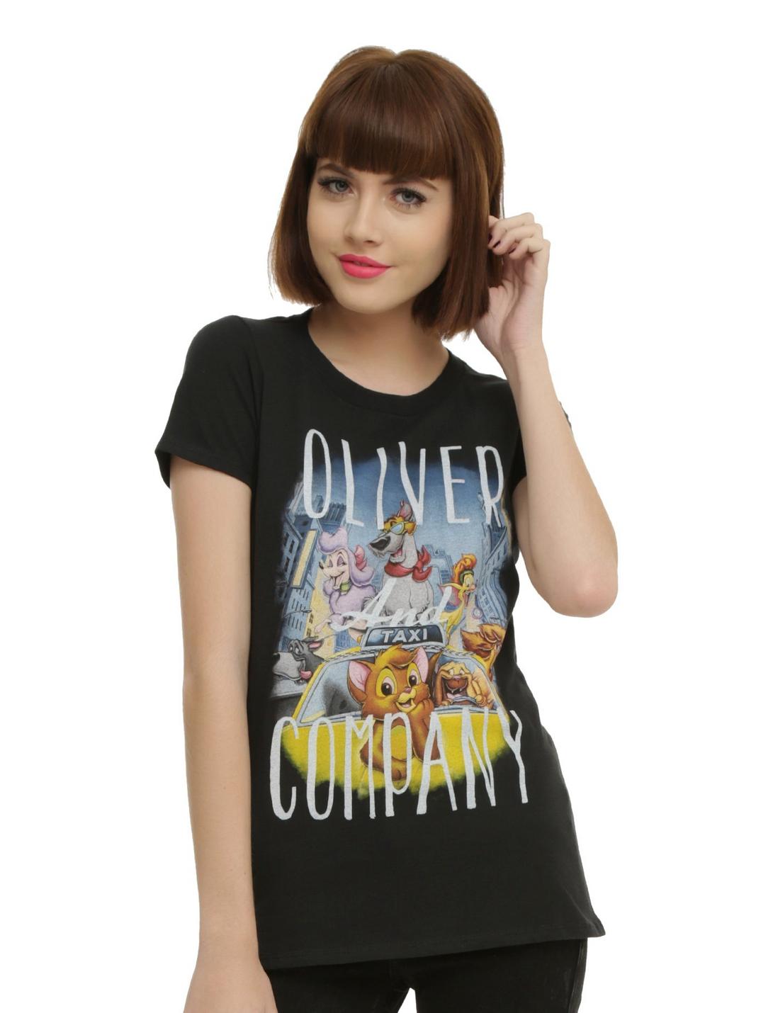 Disney Oliver & Company Poster Art Girls T-Shirt, BLACK, hi-res