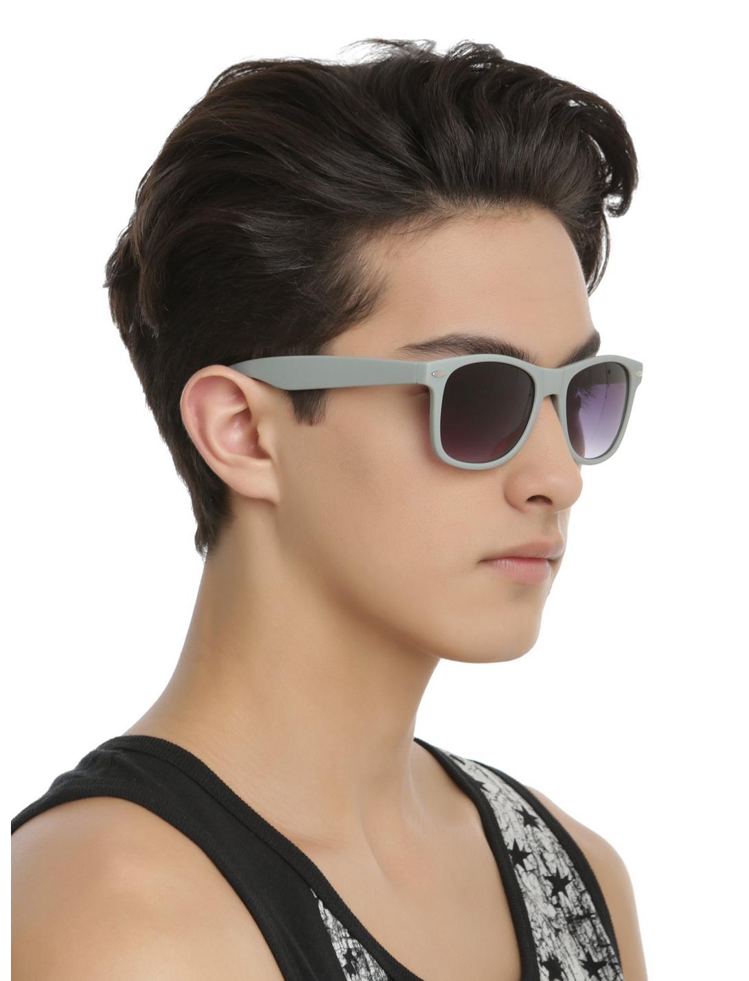 Grey Smooth Touch Retro Sunglasses, , hi-res