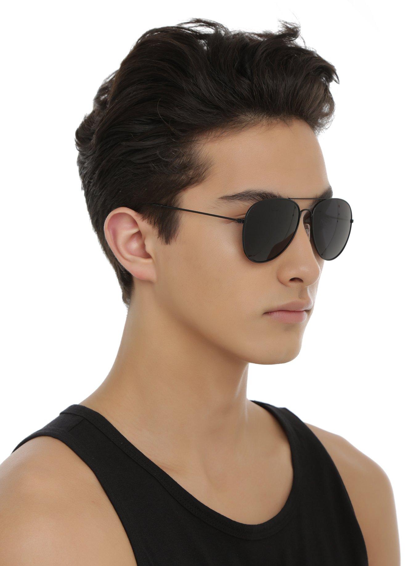Black Aviator Sunglasses, , hi-res