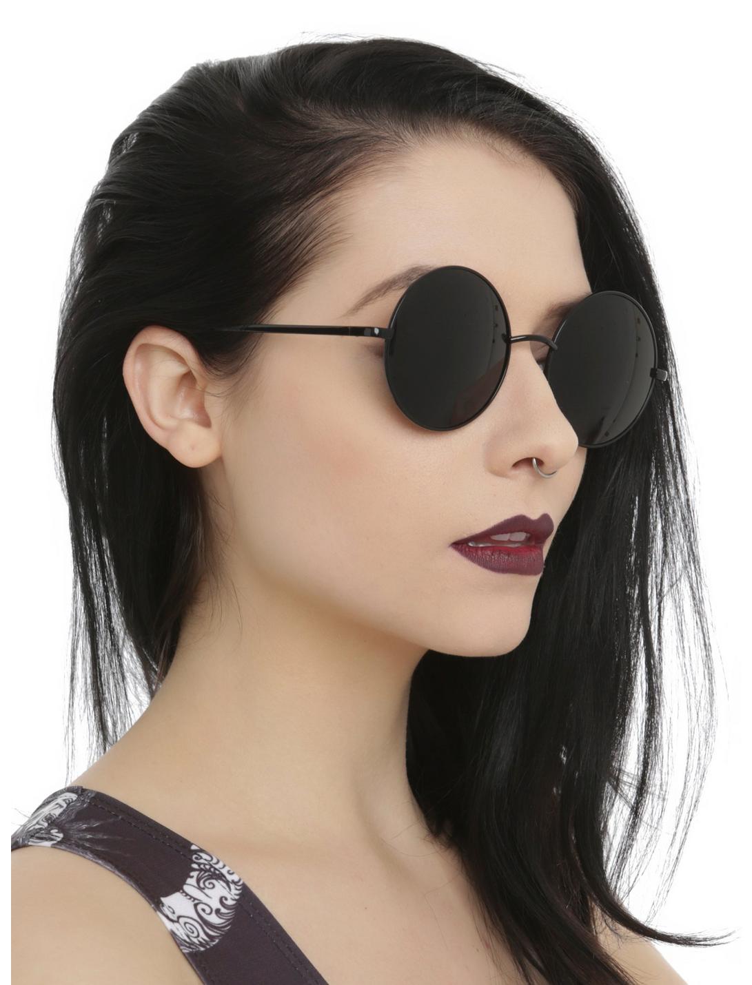 Black Round Sunglasses, , hi-res
