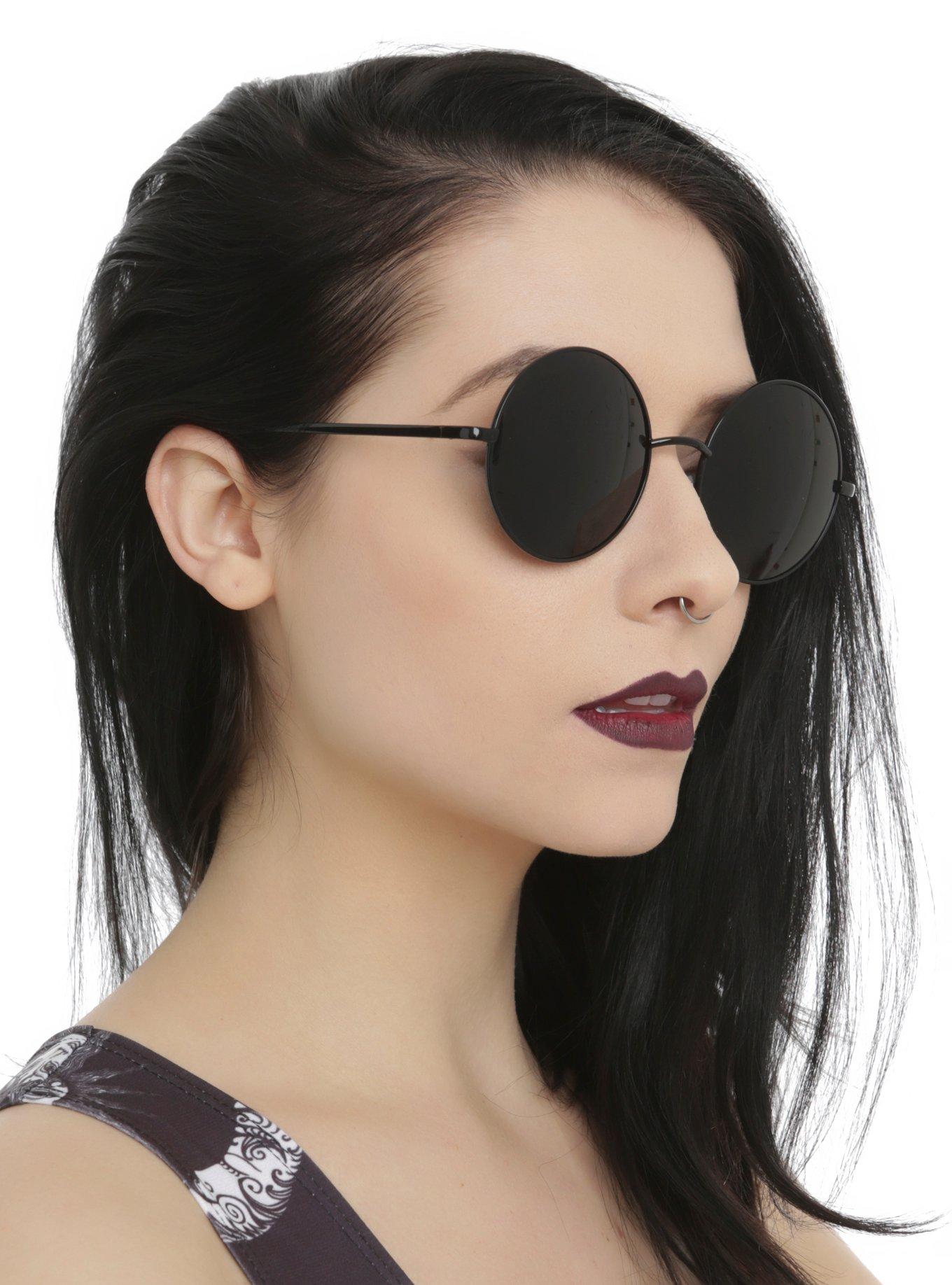 Black Round Sunglasses, , hi-res