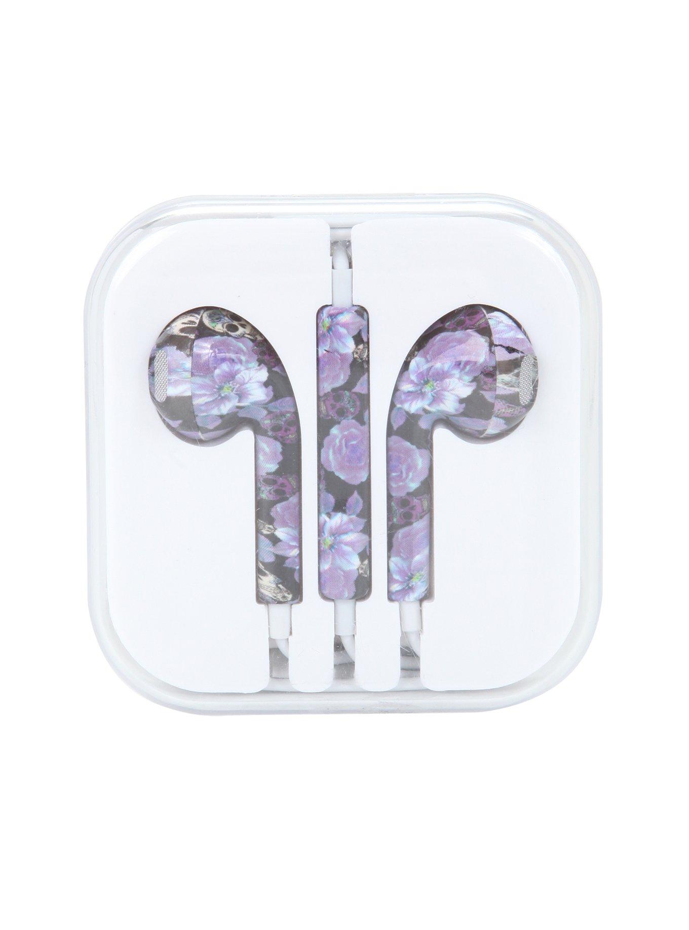 MiCase Skull Floral Print Earbuds, , hi-res