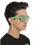 Kelly Green Mirrored Smooth Touch Retro Sunglasses, , hi-res