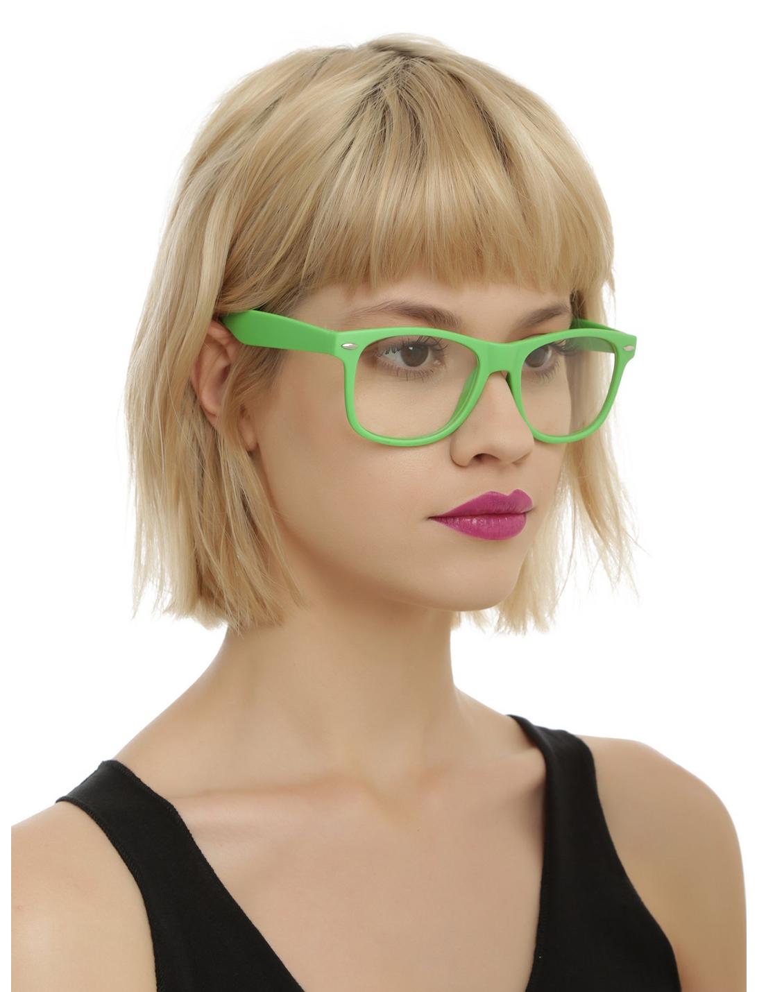 Kelly Green Smooth Touch Clear Lens Glasses, , hi-res