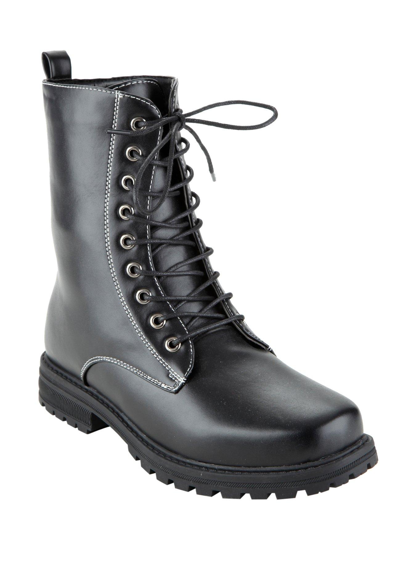 Black Combat Boots, BLACK, hi-res