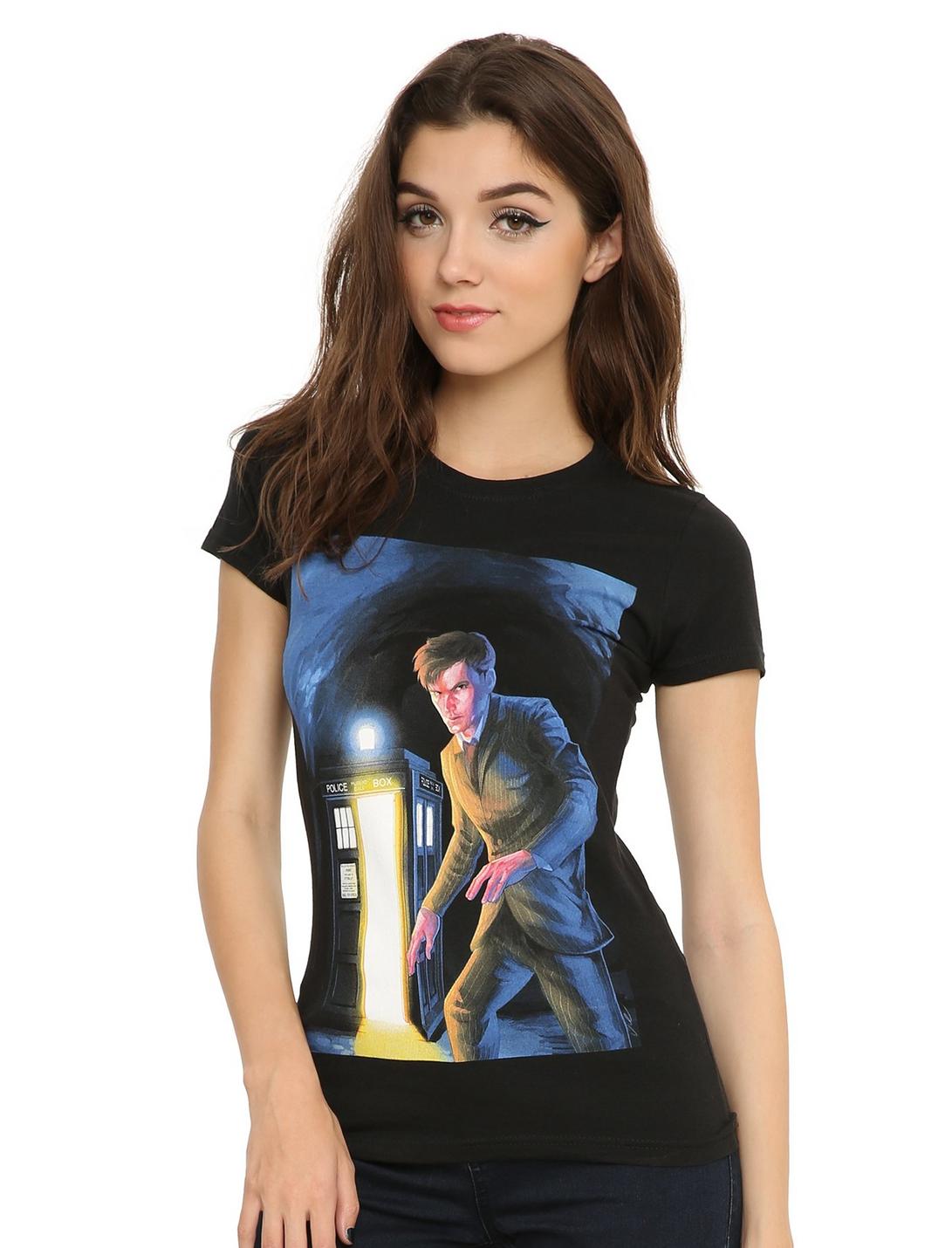 Doctor Who Tenth Doctor Issue #3 Comic Cover Girls T-Shirt, BLACK, hi-res