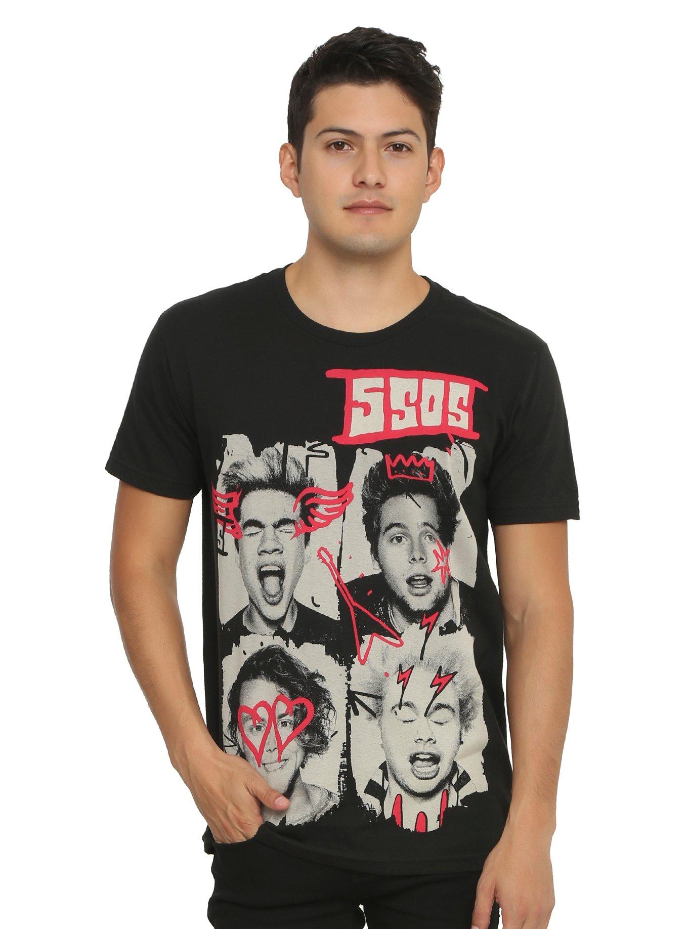 5 Seconds Of Summer Graffiti Faces T-Shirt, , hi-res