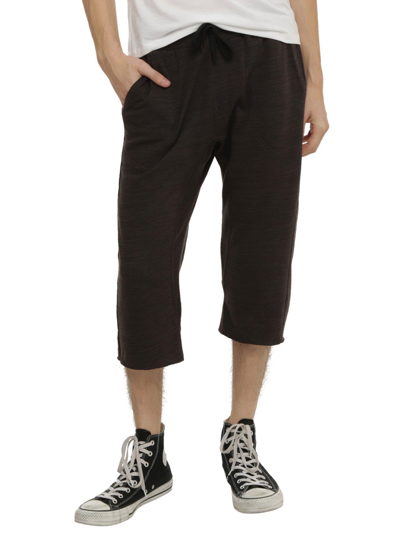 XXX RUDE Black Marled Knit Jogger Shorts, , hi-res