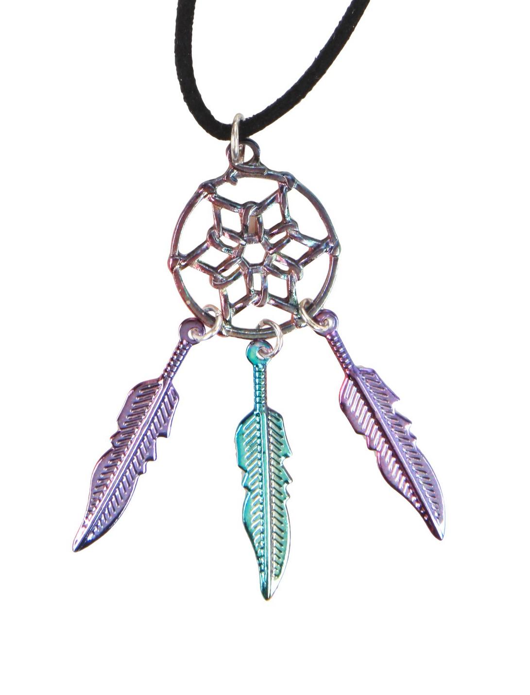 Rainbow Iridescent Dreamcatcher Necklace, , hi-res