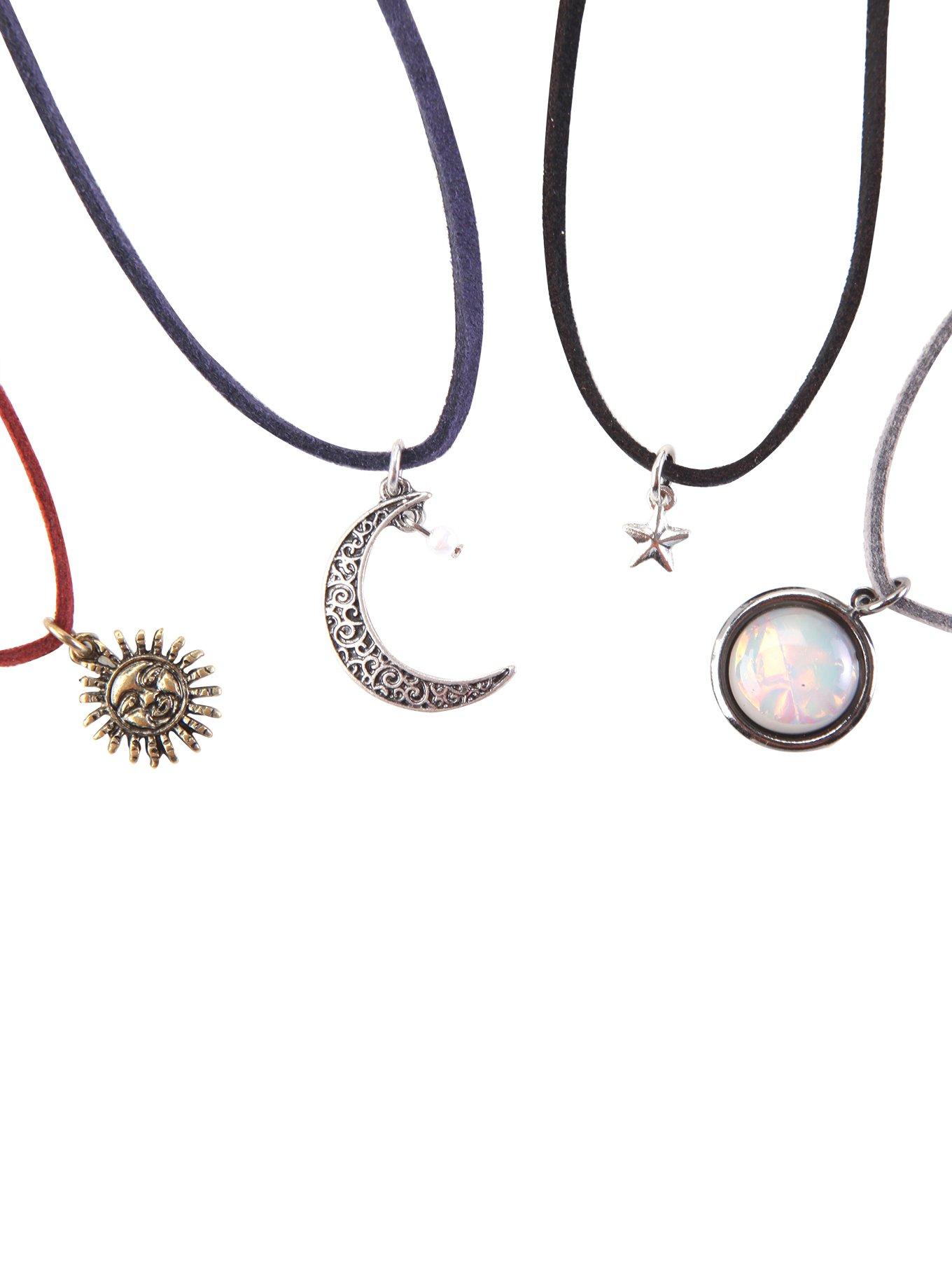 Moon & Star Suede Cord Choker 4 Pack, , hi-res