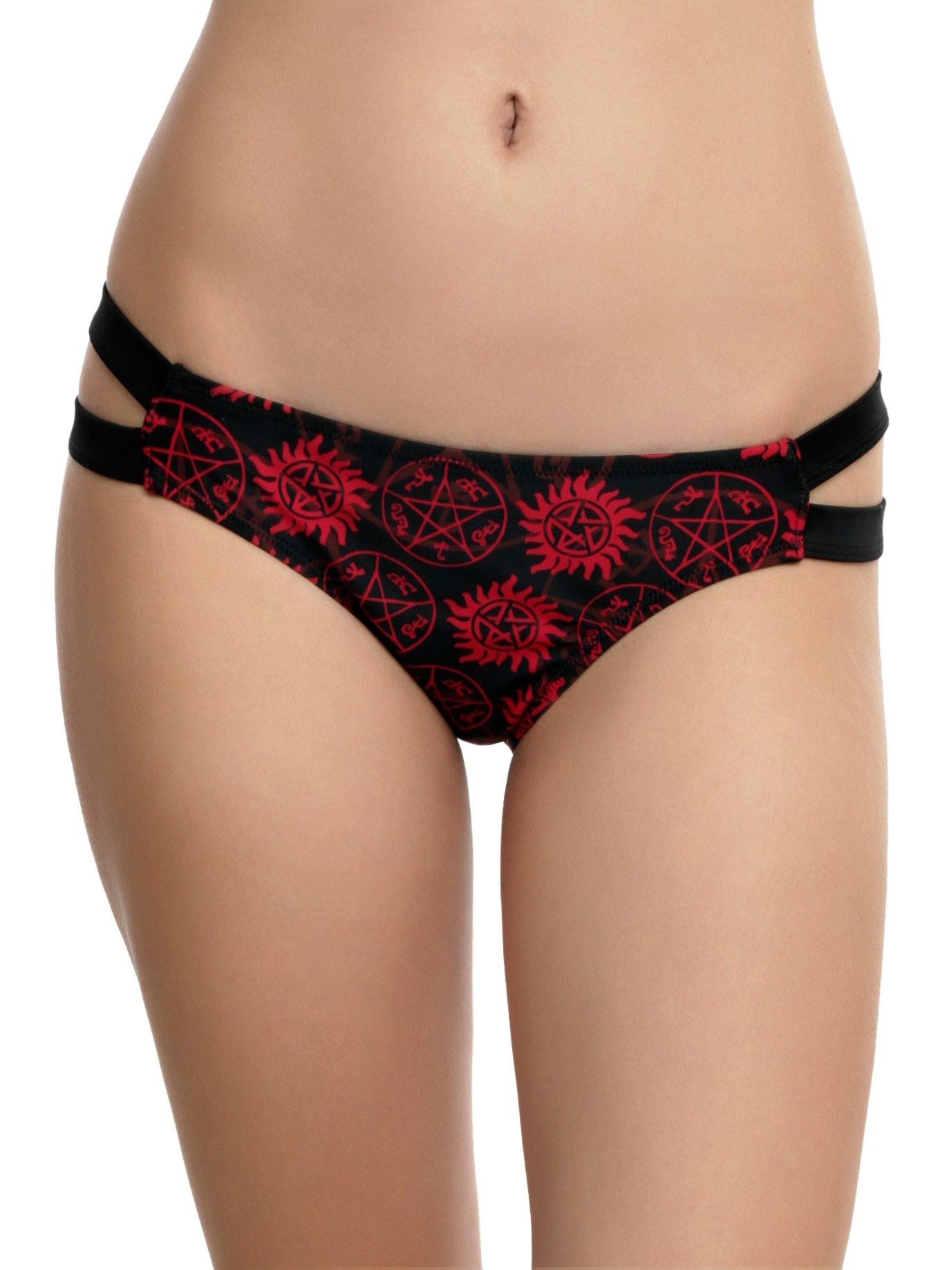 Supernatural Anti-Possession Symbols Swim Bottoms, BLACK, hi-res