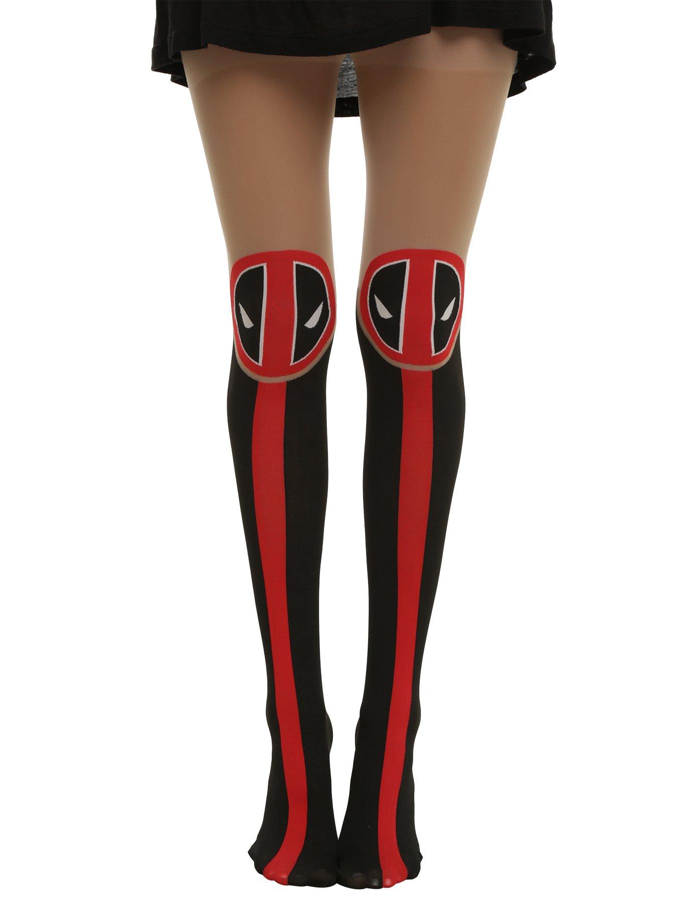 Marvel Deadpool Faux Thigh High Tights, BLACK, hi-res