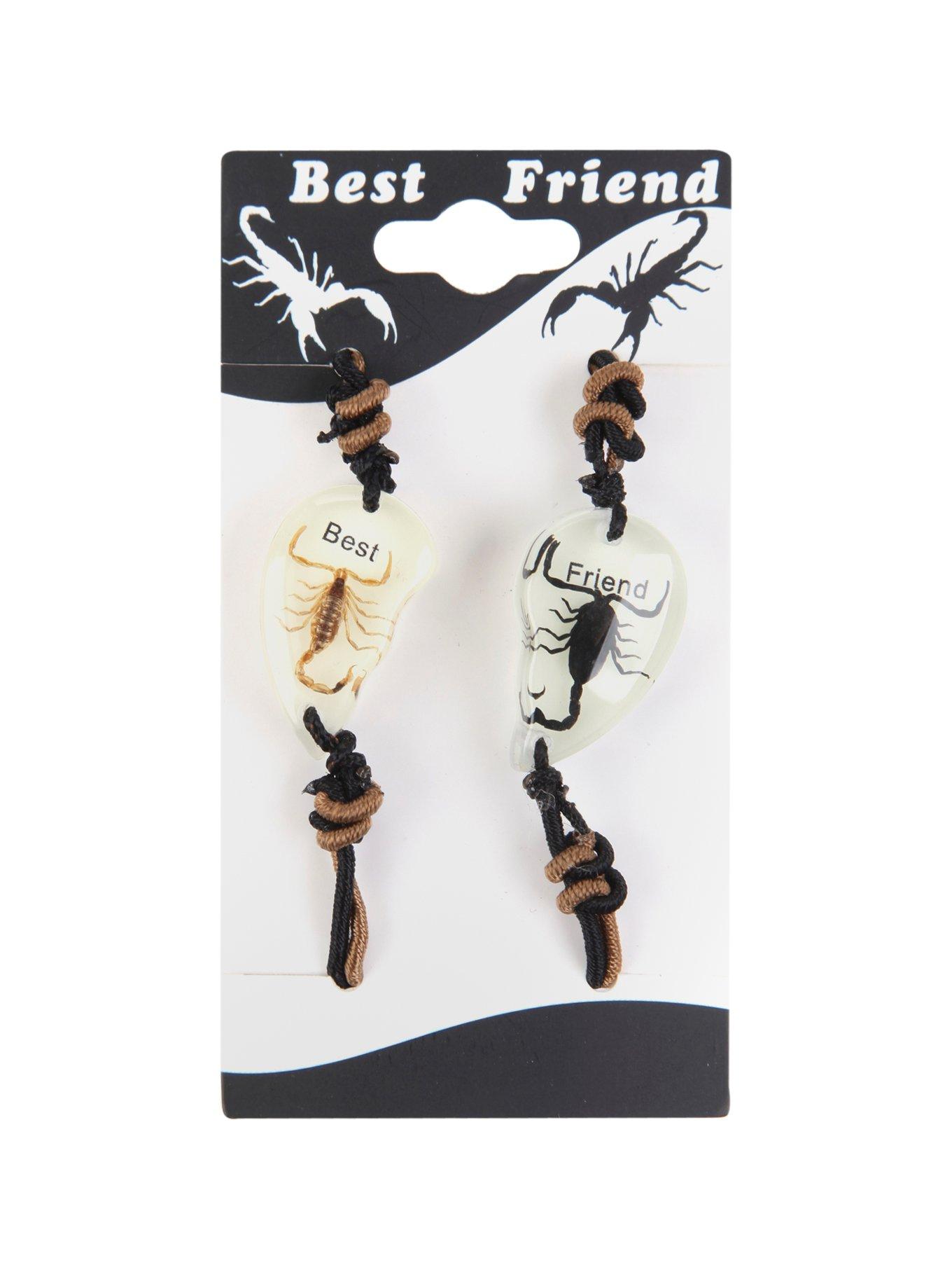 Glow-In-The-Dark Scorpion Heart Best Friend Cord Bracelet Set, , hi-res