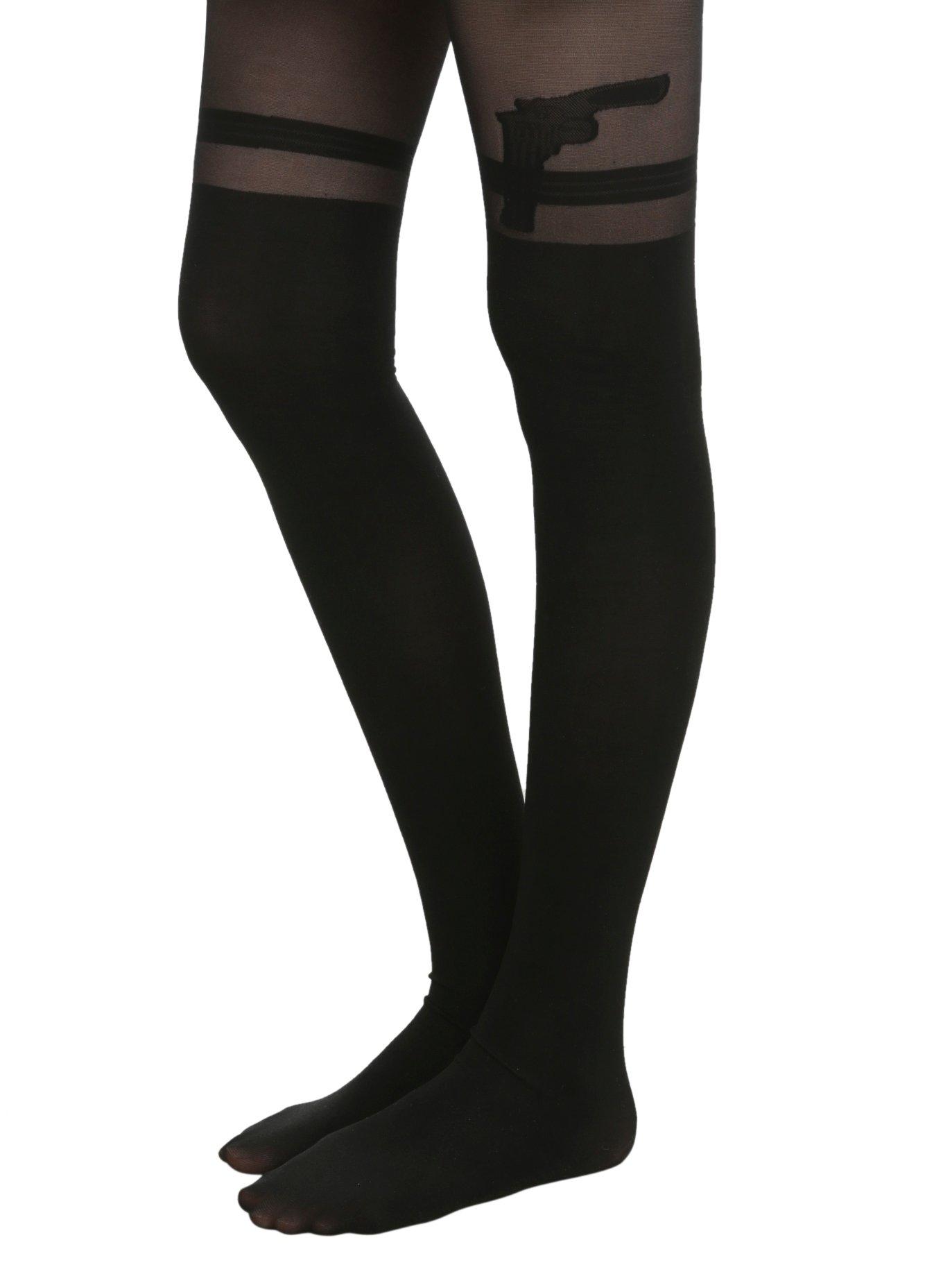 Black Faux Gun Tights, BLACK, hi-res