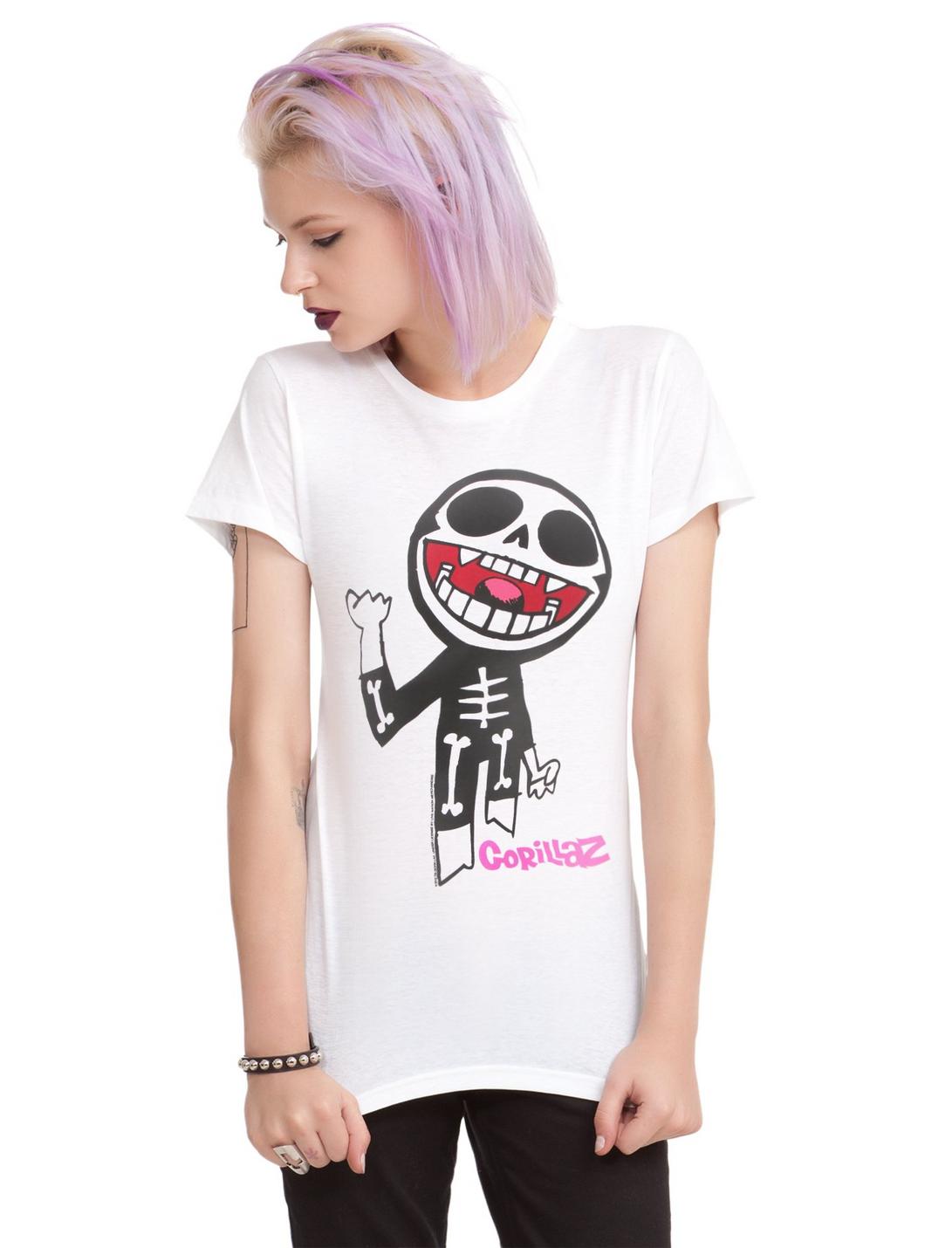 Gorillaz Skeleton Girls T-Shirt, WHITE, hi-res
