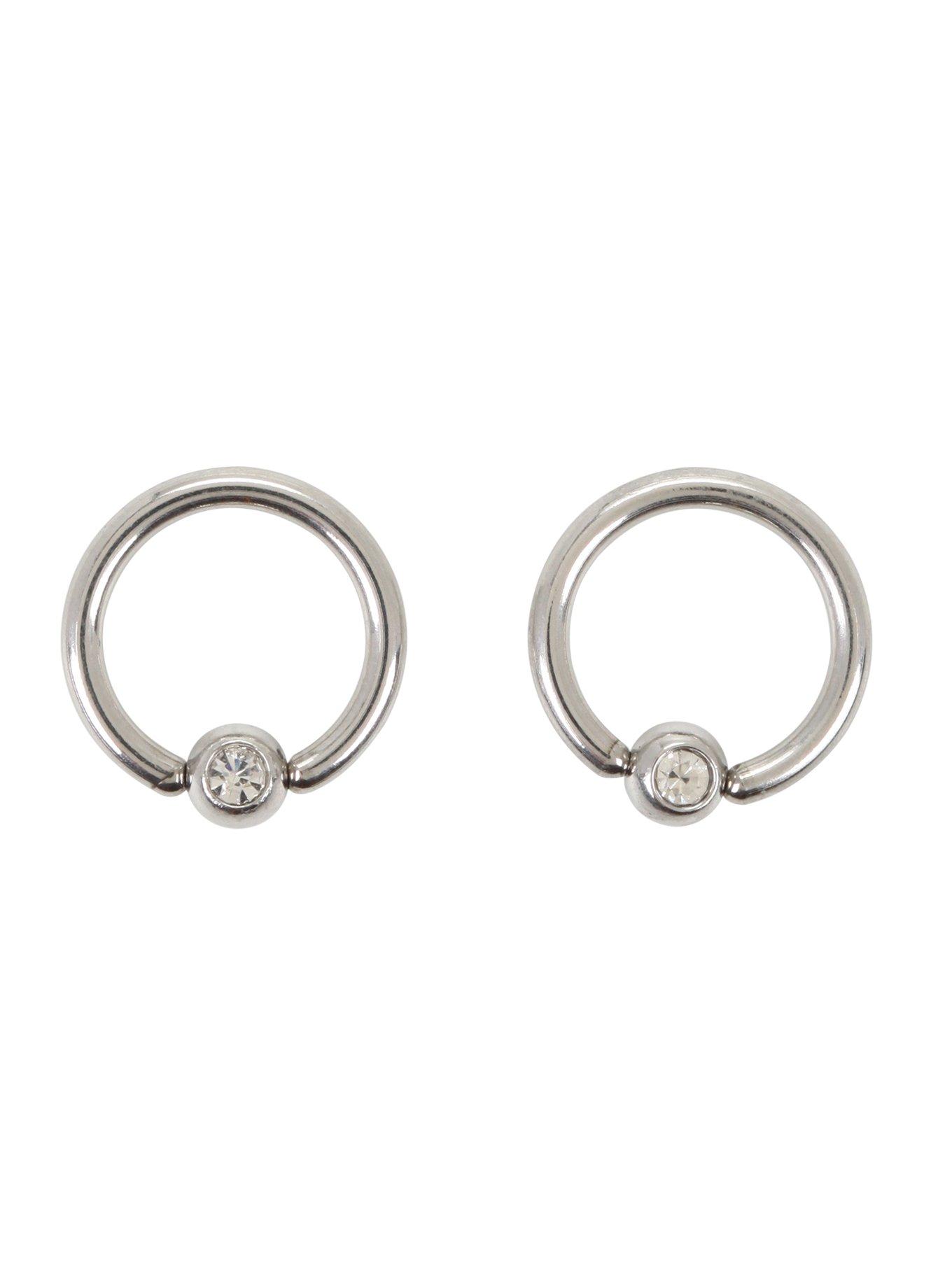 Morbid Metals Steel Silver Gem Captive Hoop 2-Pack, , hi-res