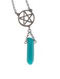 Pentagram & Teal Crystal Necklace, , hi-res