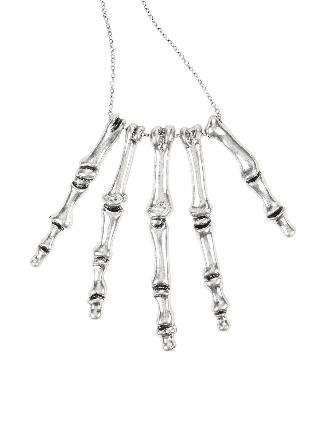 Large Skeleton Hand Statement Necklace, , hi-res
