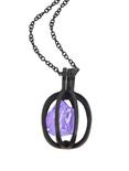Matte Black Purple Crystal Cage Necklace, , hi-res