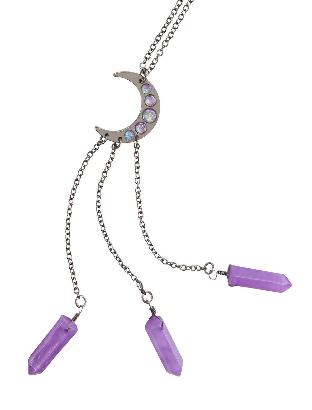 Purple Opal Moon & Crystals Necklace, , hi-res