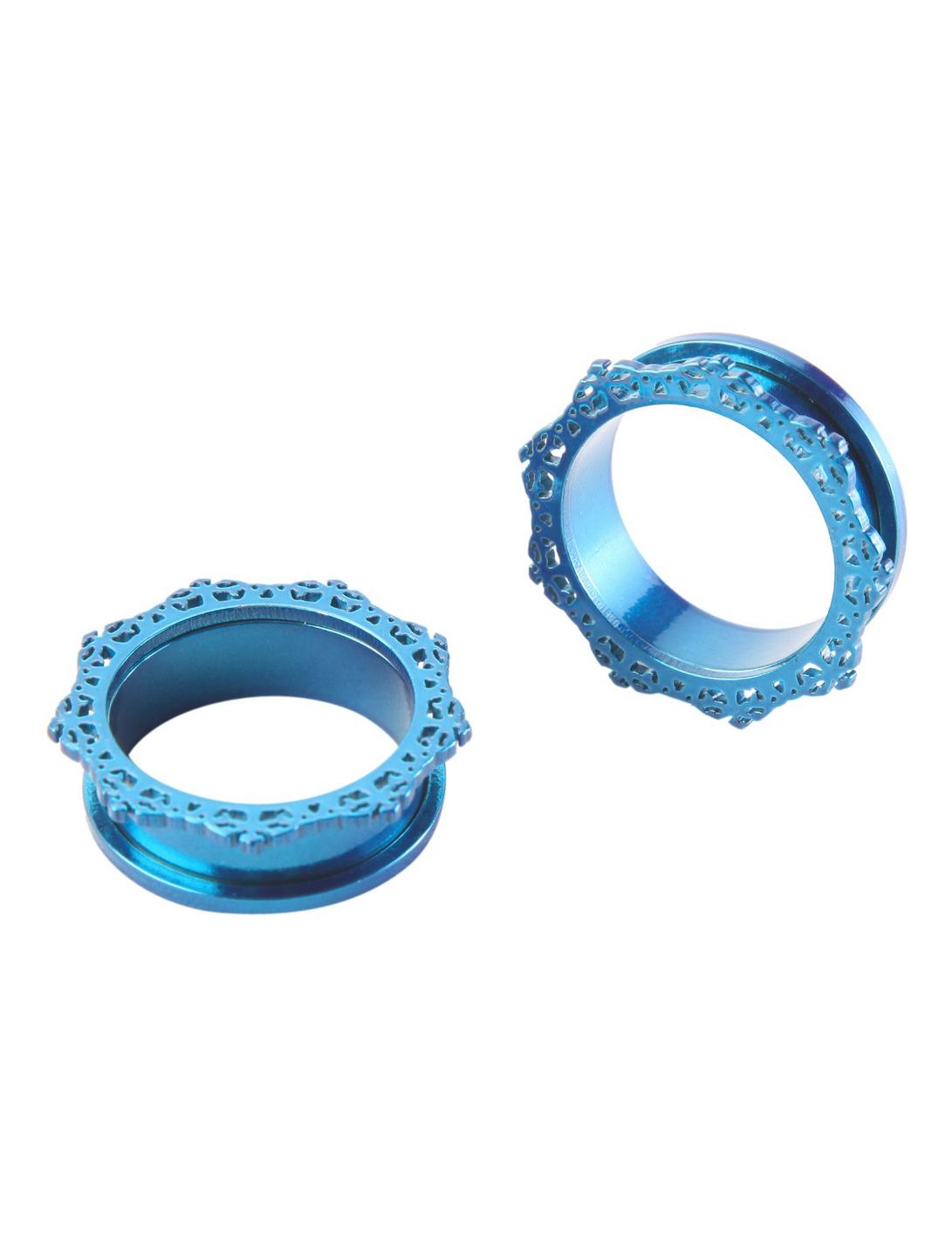 Steel Blue Filigree Spool Plug 2 Pack, BLUE, hi-res