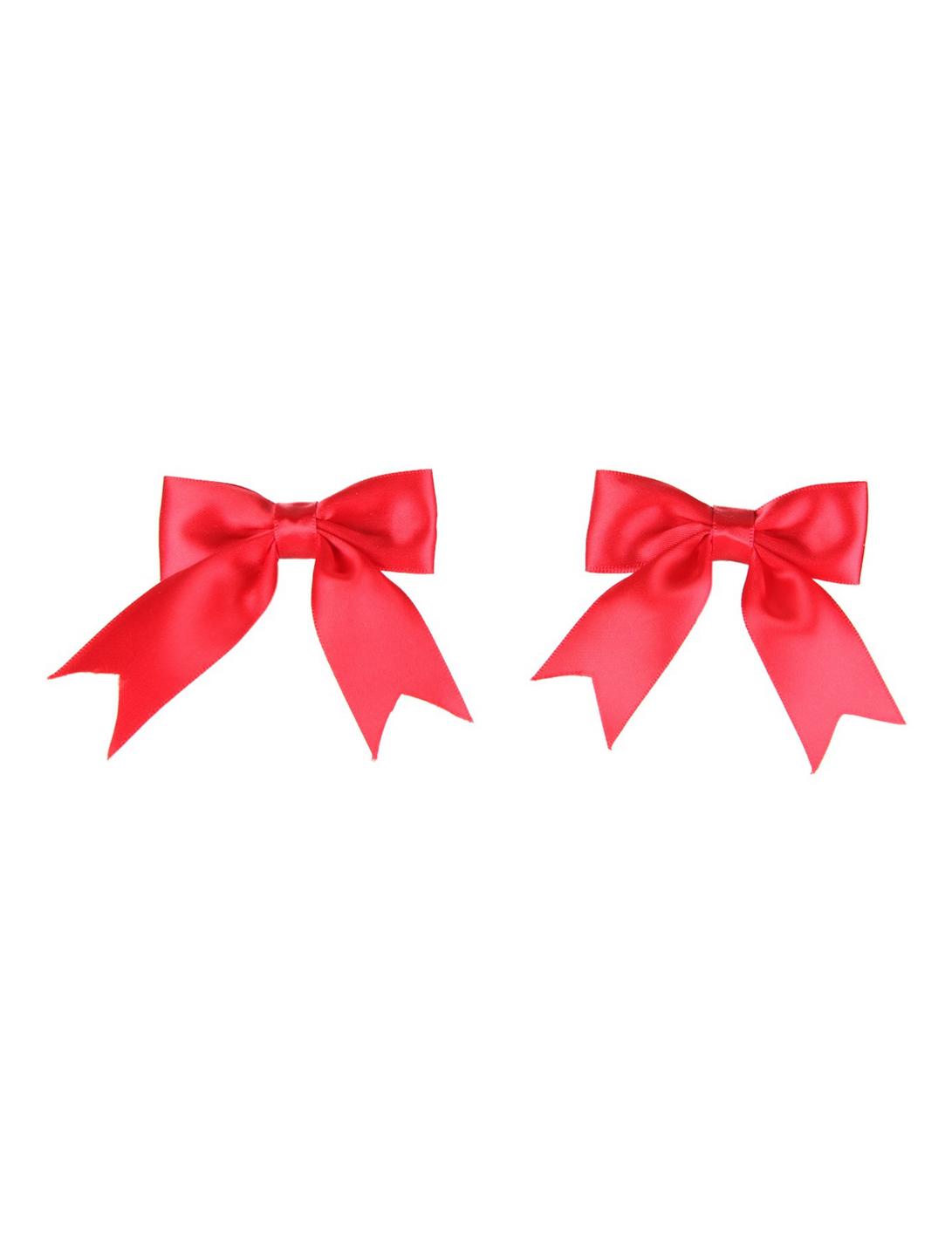 Red Satin Hair Bow 2 Pack, , hi-res