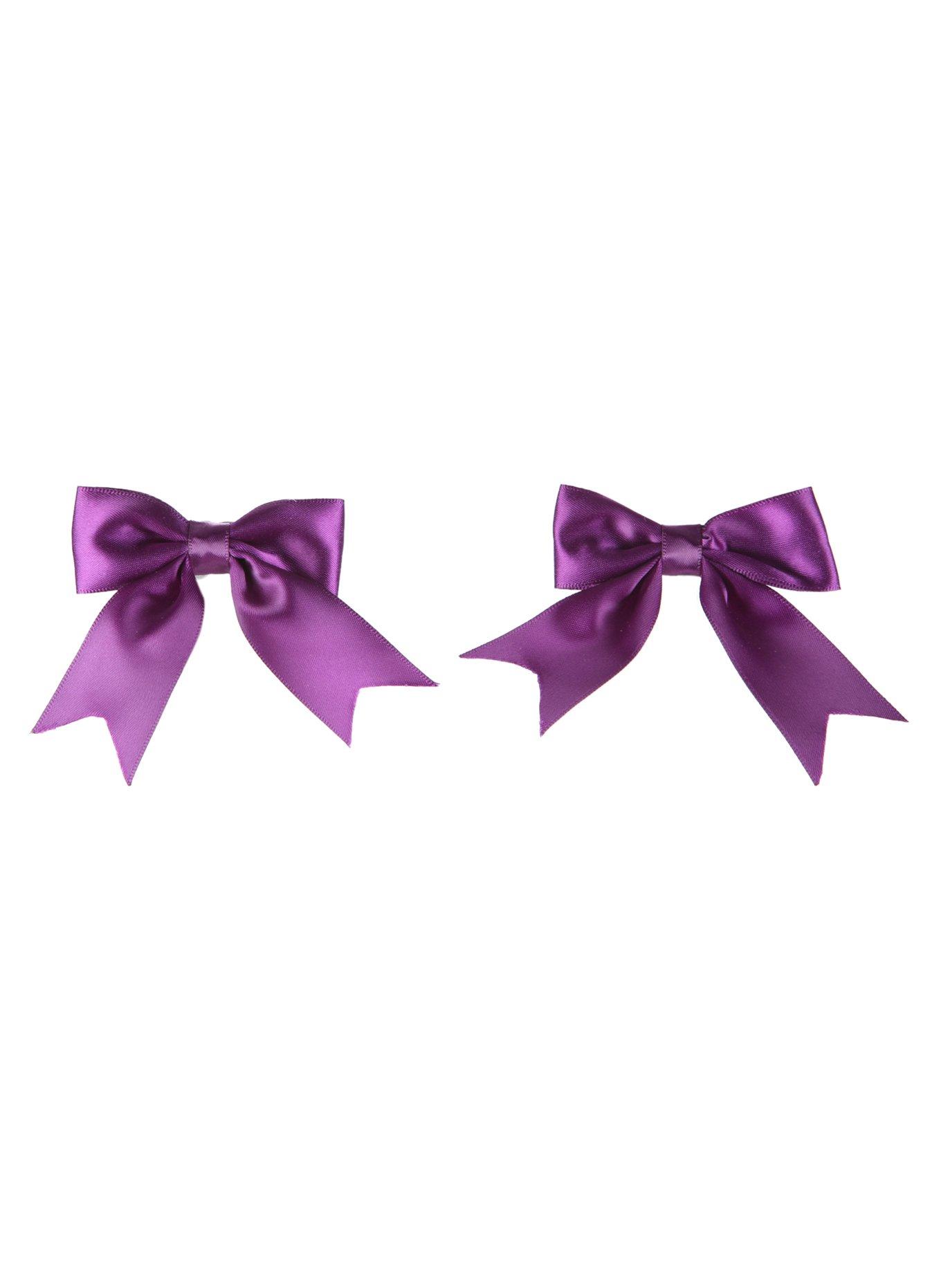 Purple Satin Hair Bow 2 Pack, , hi-res