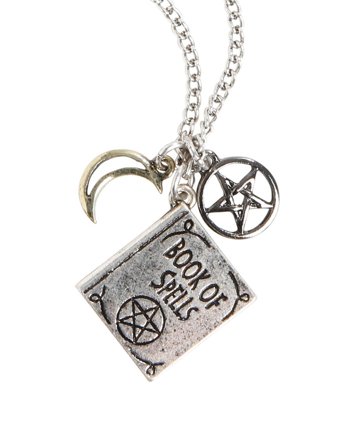 Book Of Spells Charm Necklace, , hi-res
