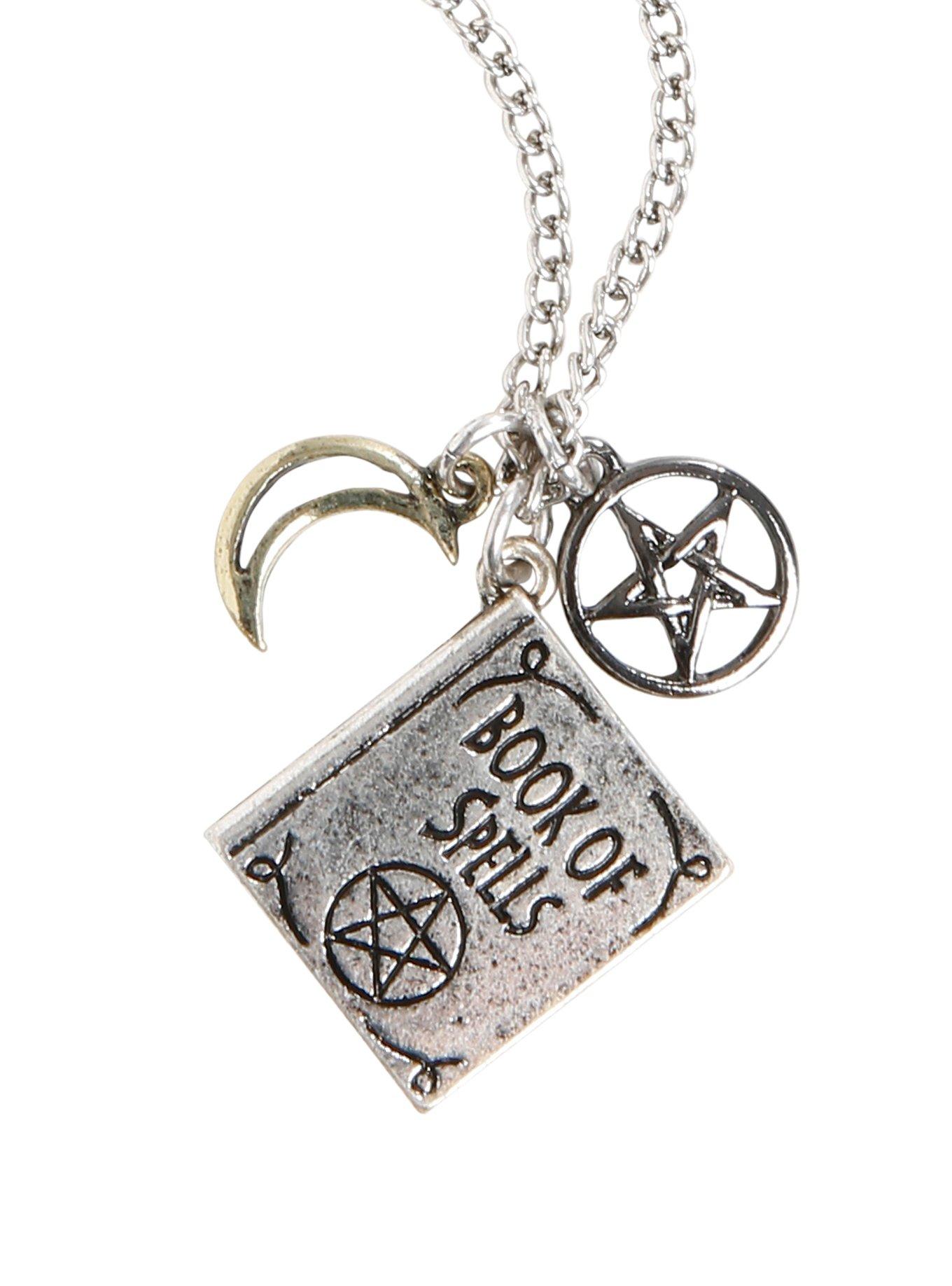 Book Of Spells Charm Necklace, , hi-res