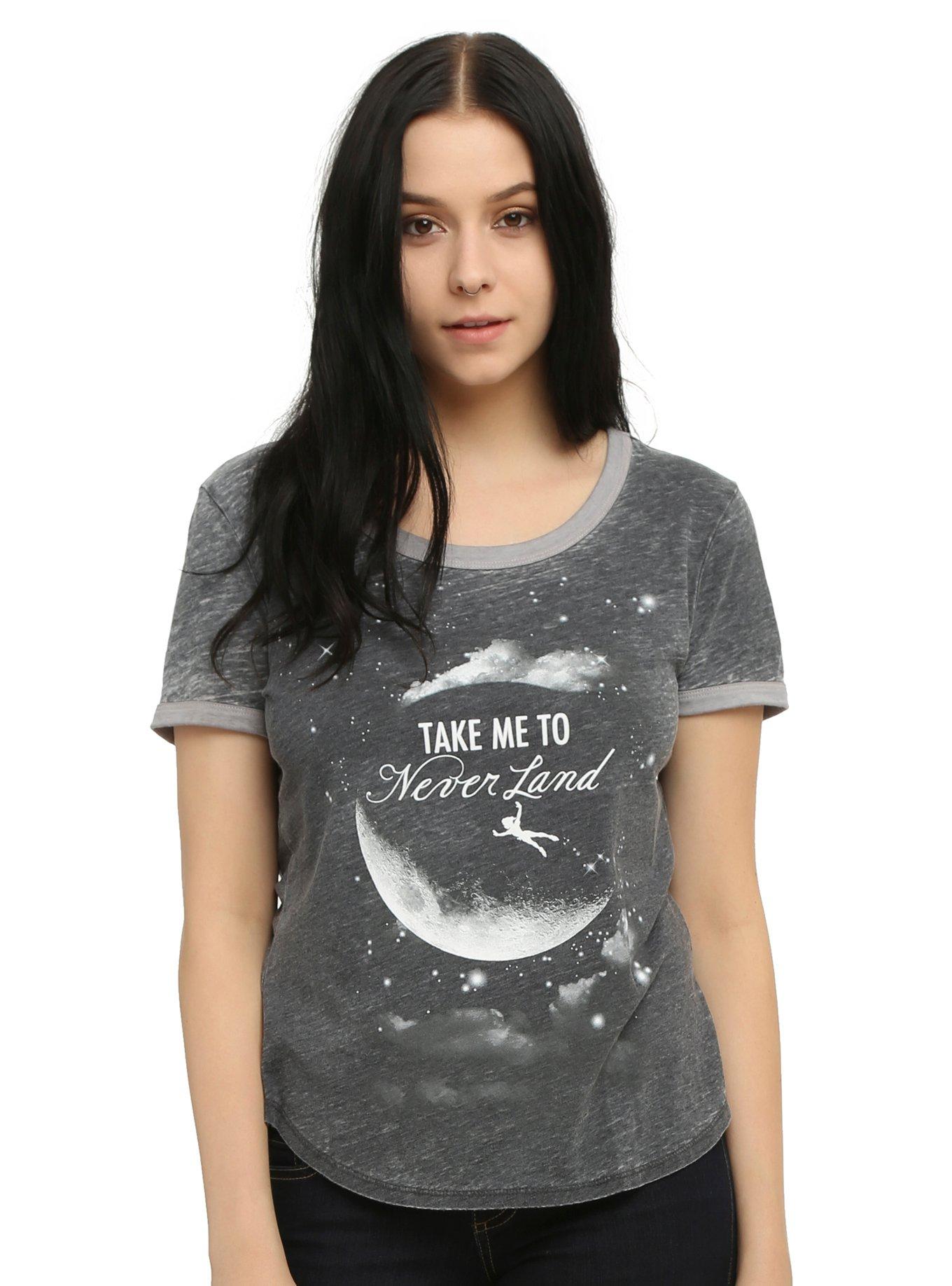 Disney Peter Pan Take Me To Never Land Girls Ringer T-Shirt, GREY, hi-res