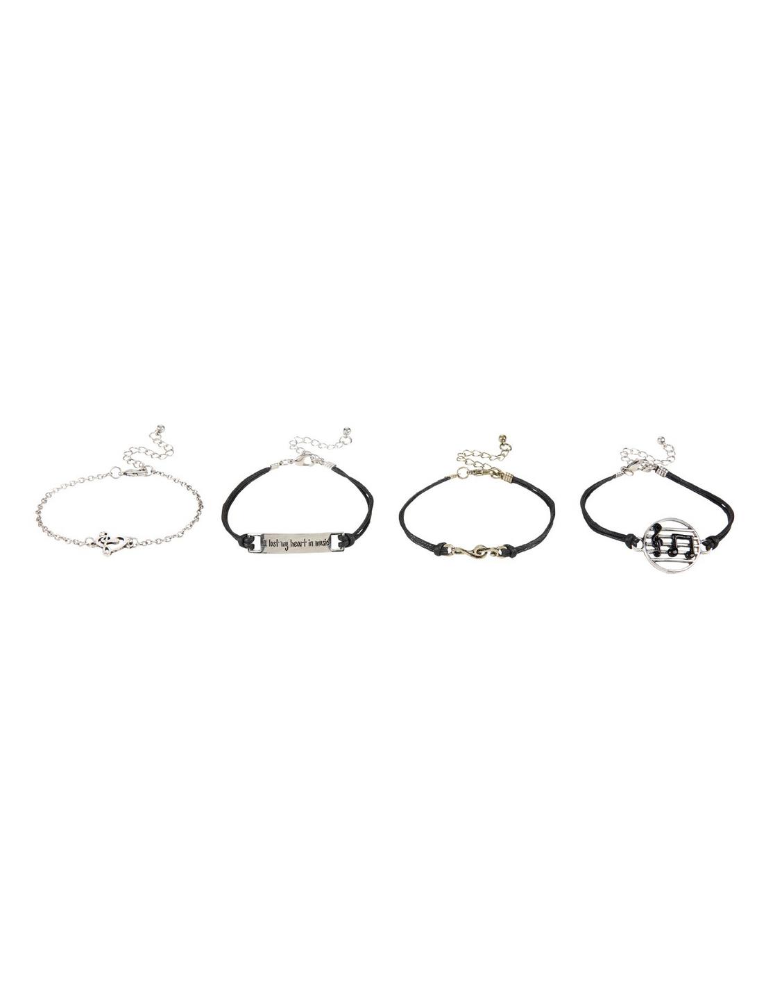Music Notes Cord & Chain Bracelet 4 Pack, , hi-res