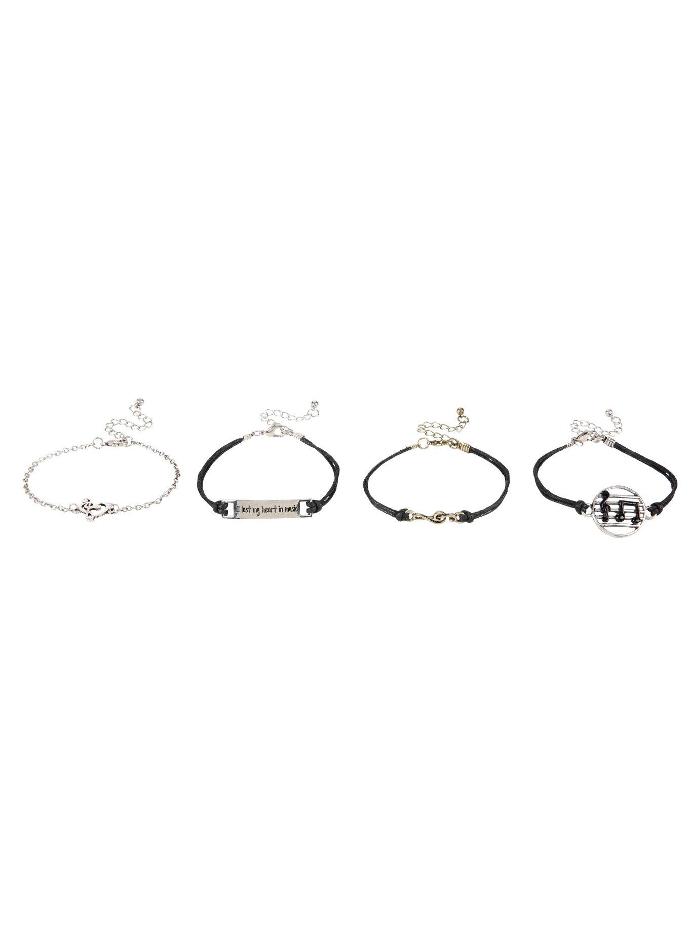 Music Notes Cord & Chain Bracelet 4 Pack, , hi-res