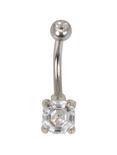 14G Steel Small CZ Navel Barbell, , hi-res