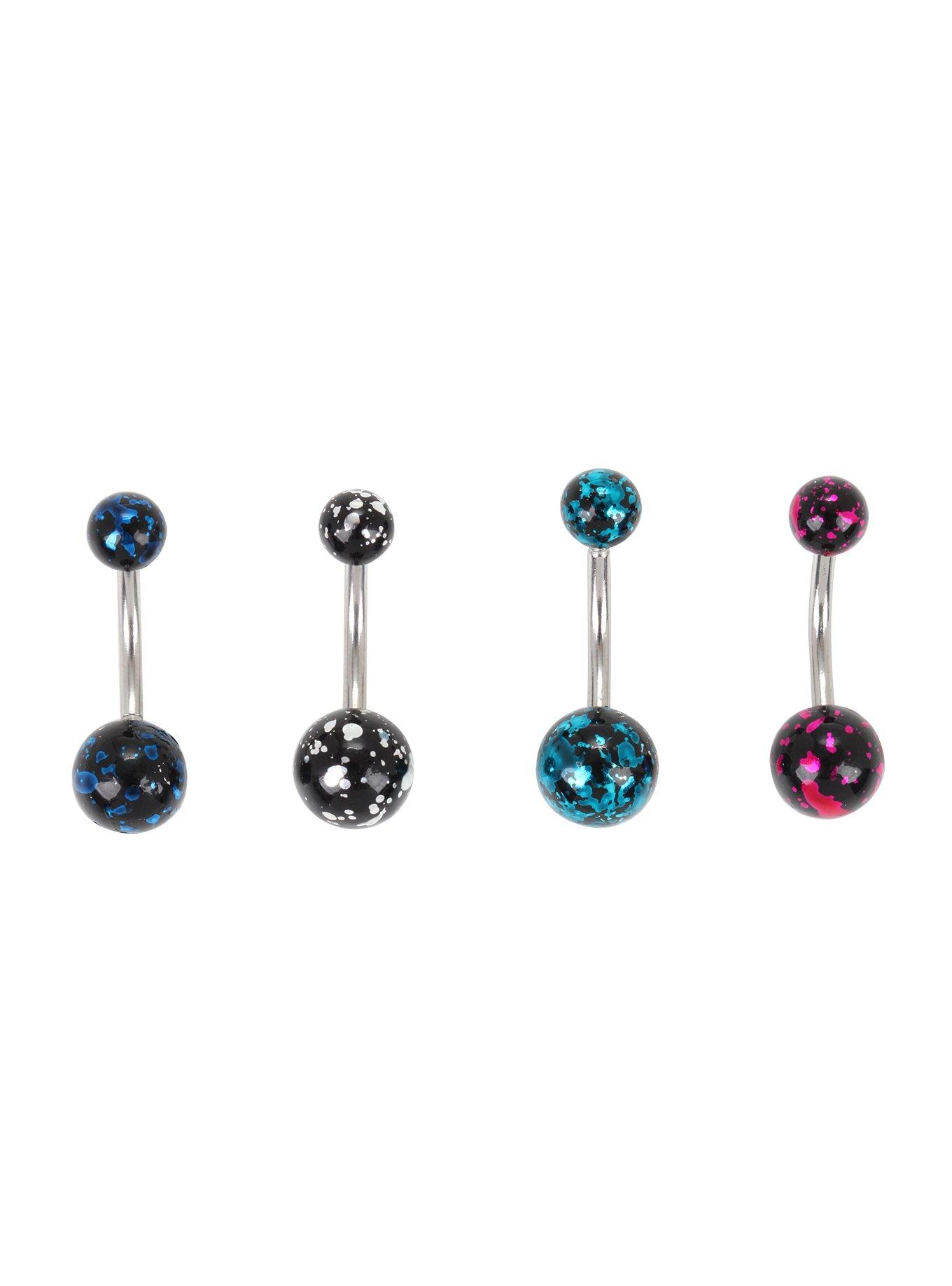 14G Metallic Splatter Navel 4 Pack | Hot Topic