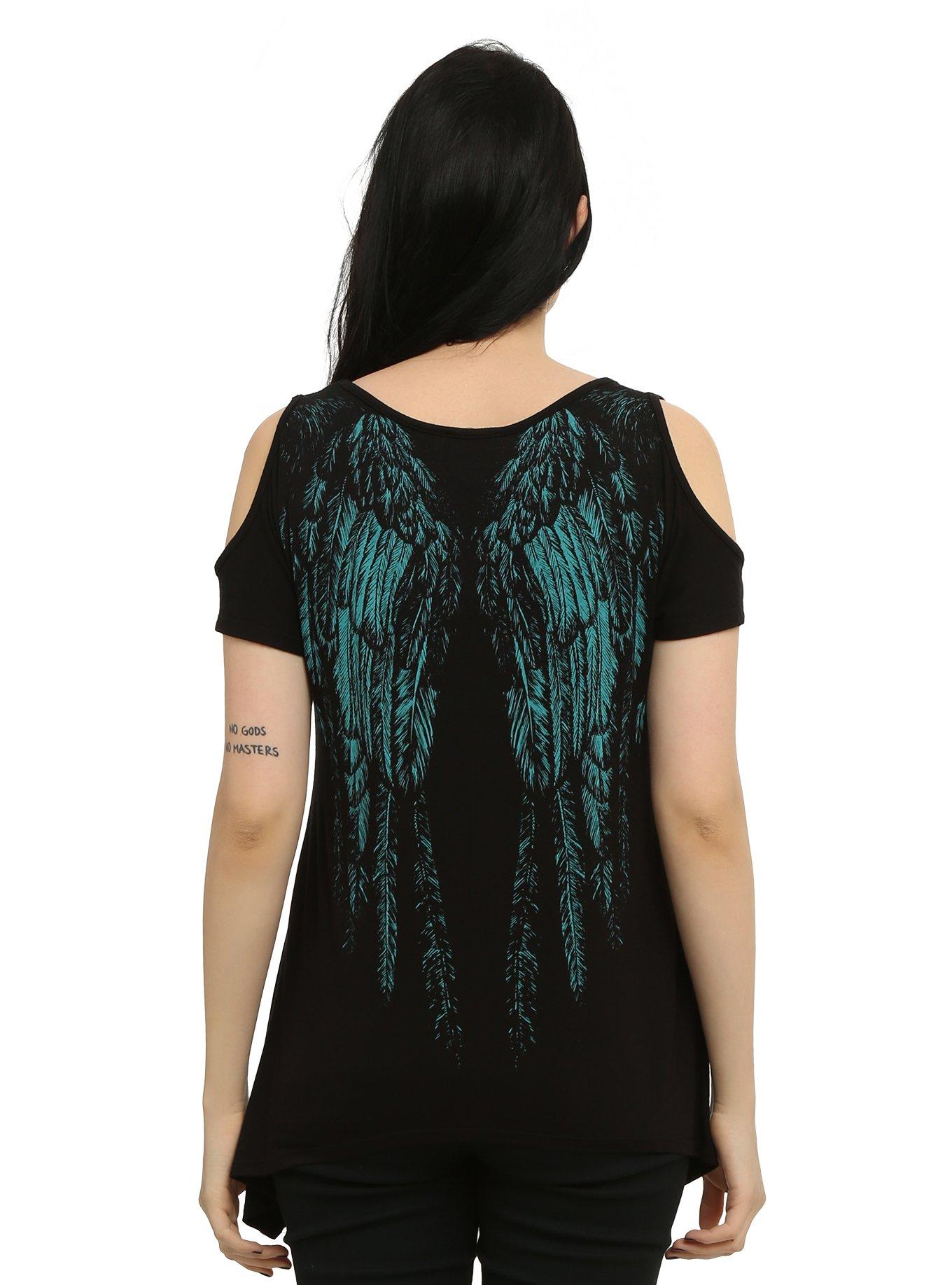 Wings Girls Cold Shoulder Top, BLACK, hi-res