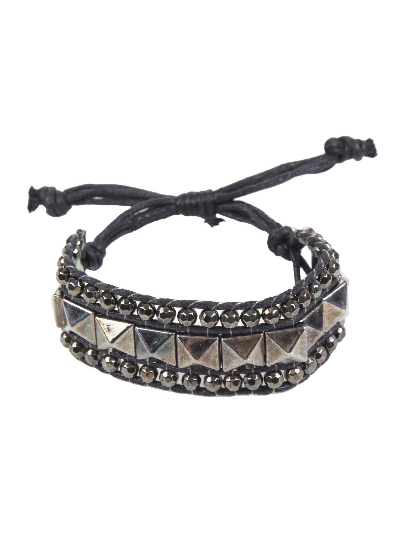 Pyramid Stud Cord Bracelet | Hot Topic