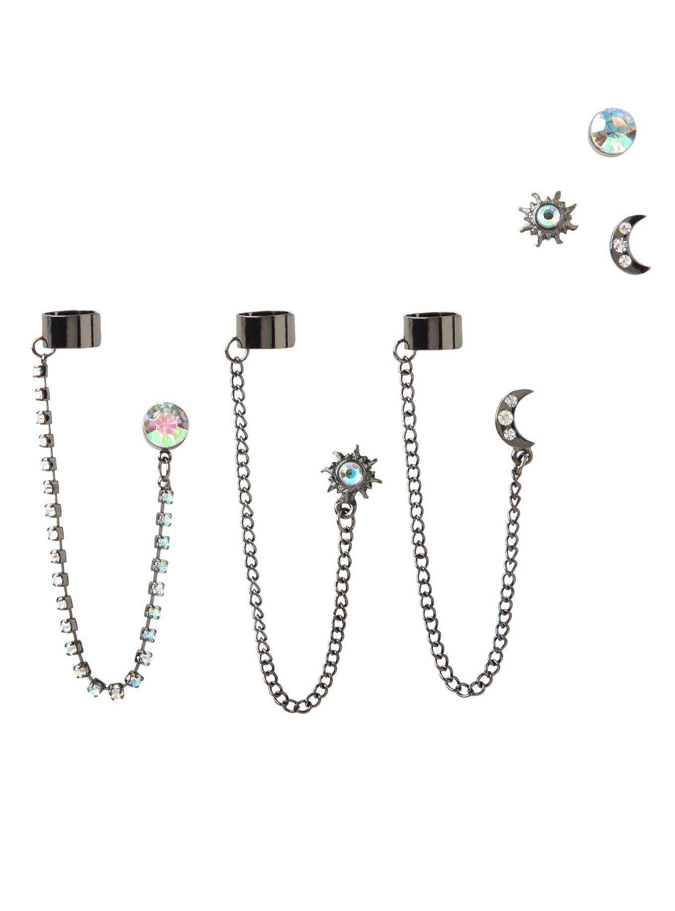 Moon Sun Gem Cuff Earrings Hot Topic