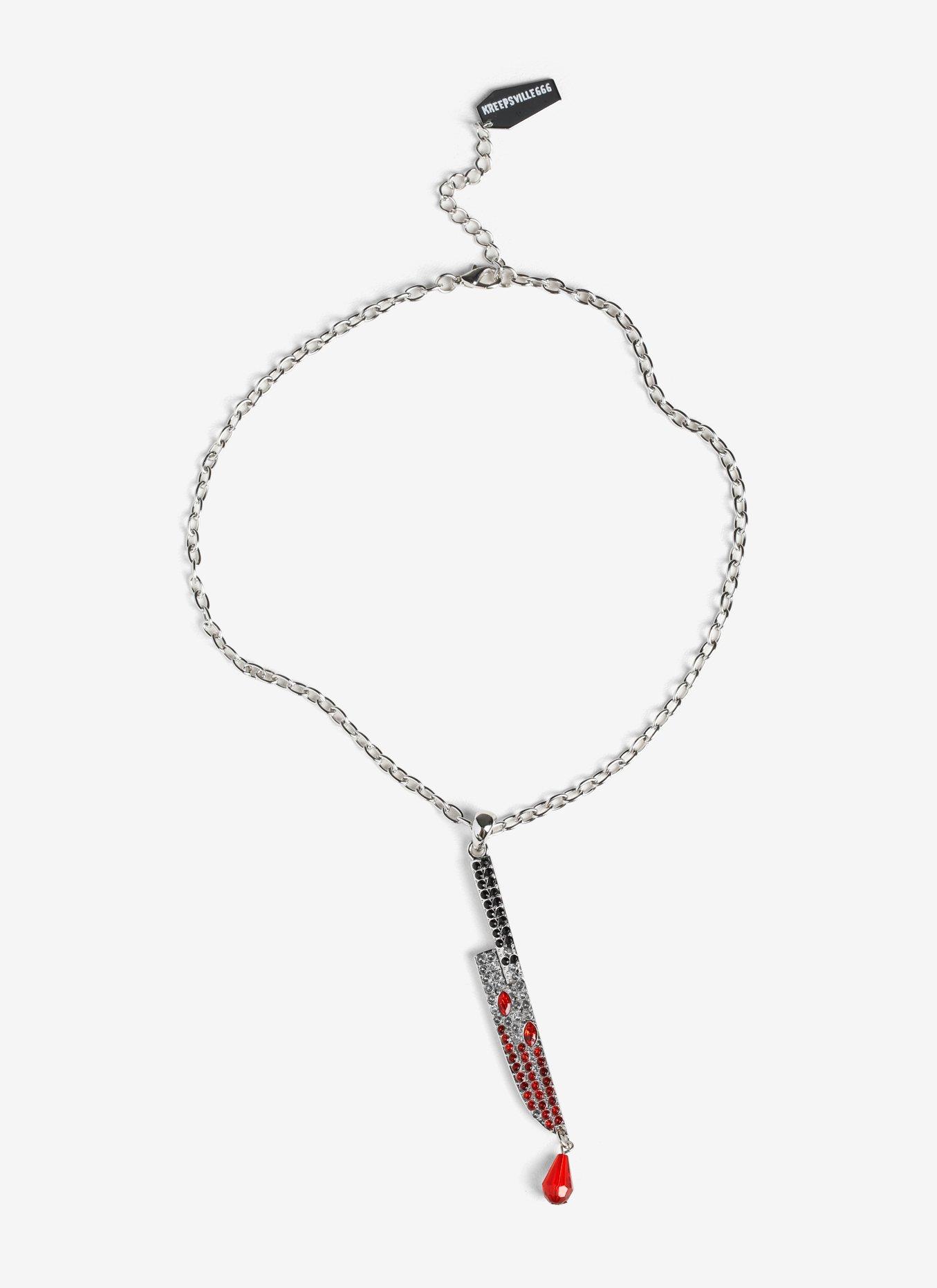 Kreepsville Rhinestone Knife Necklace, , hi-res