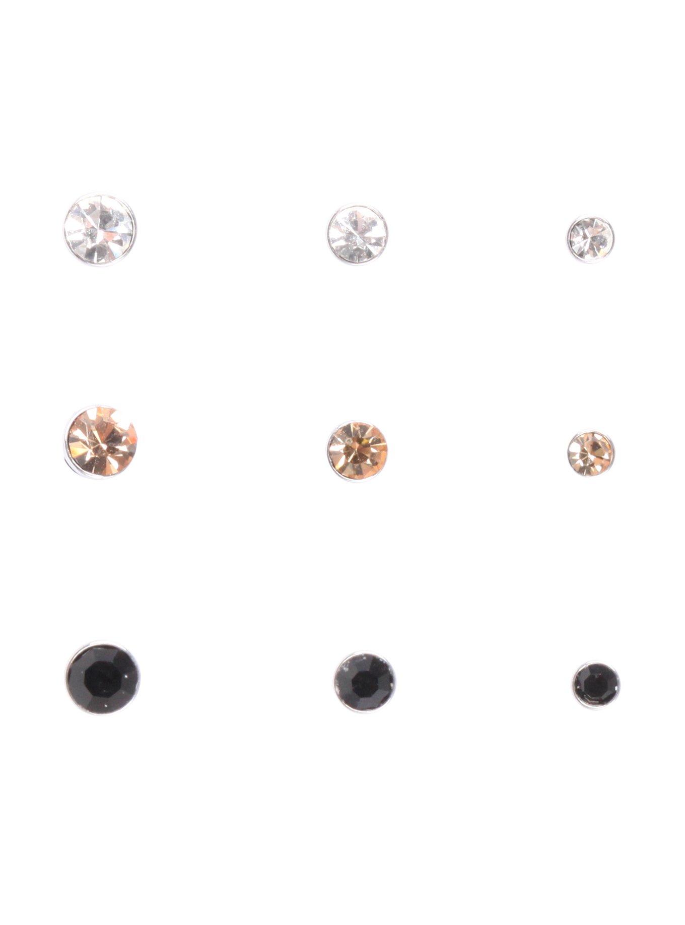 Steel Clear Smoke & Topaz Nose Stud 9 Pack, , hi-res