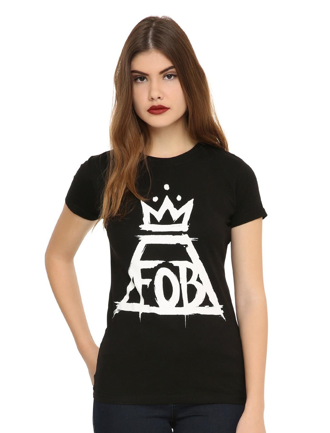 Fall Out Boy Crown Logo Girls T-Shirt, BLACK, hi-res