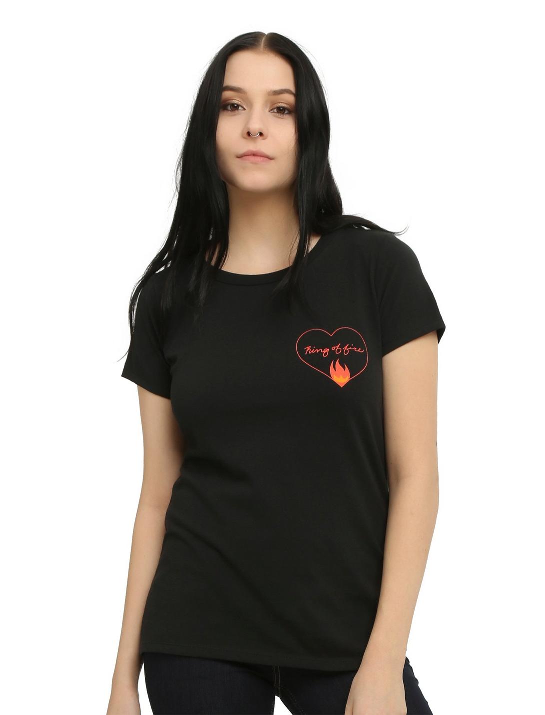 Johnny Cash Ring Of Fire Girls T-Shirt, BLACK, hi-res