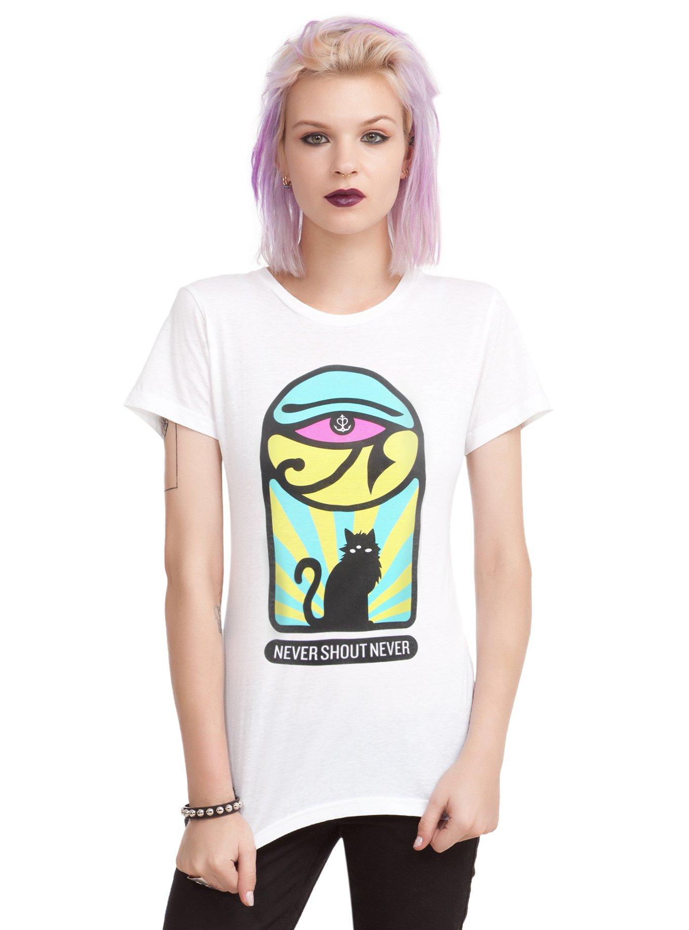 Never Shout Never Black Cat Girls T-Shirt, BLACK, hi-res