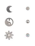 Yin-Yang Moon & Flower Nose Stud 6 Pack, , hi-res